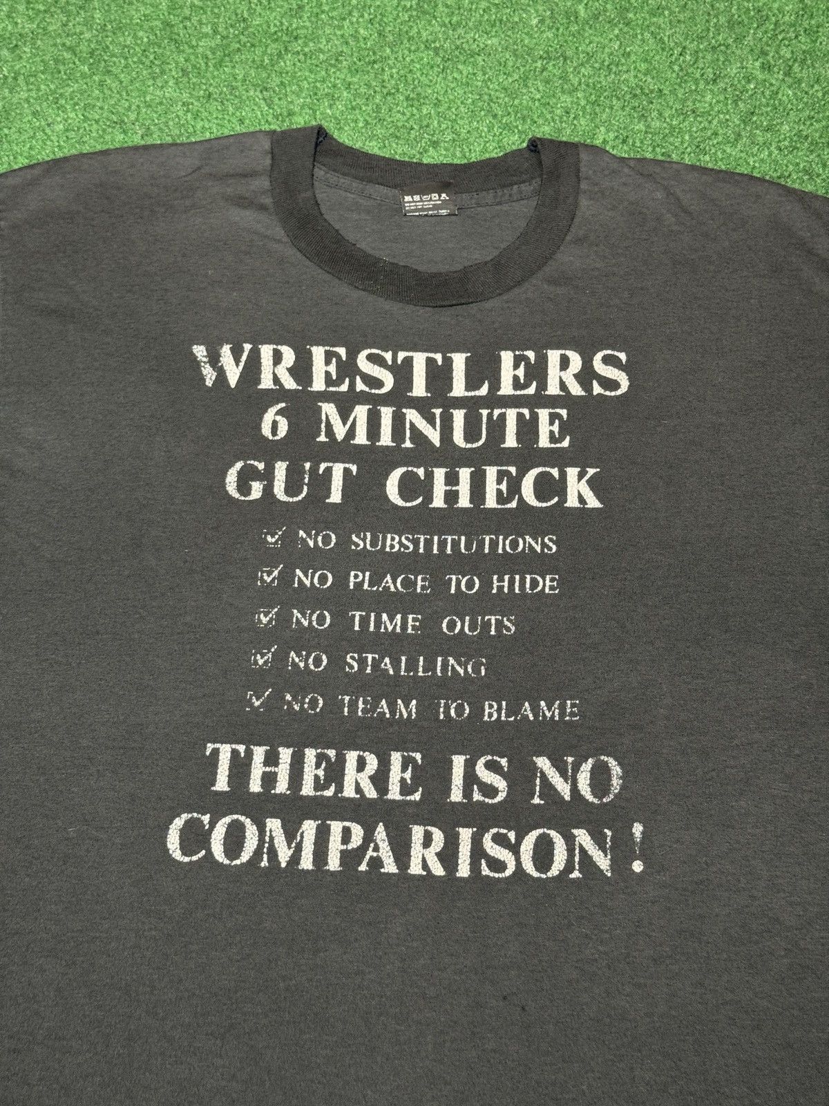 Vintage Vintage 90s Wrestlers 6 Minute Gut Check Wrestling T Shirt Size US XL / EU 56 / 4 - 2 Thumbnail