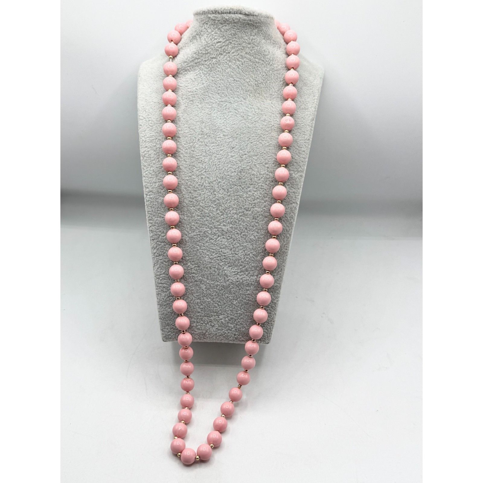 Vintage Vintage pink gold round beaded long necklace Size ONE SIZE - 1 Thumbnail