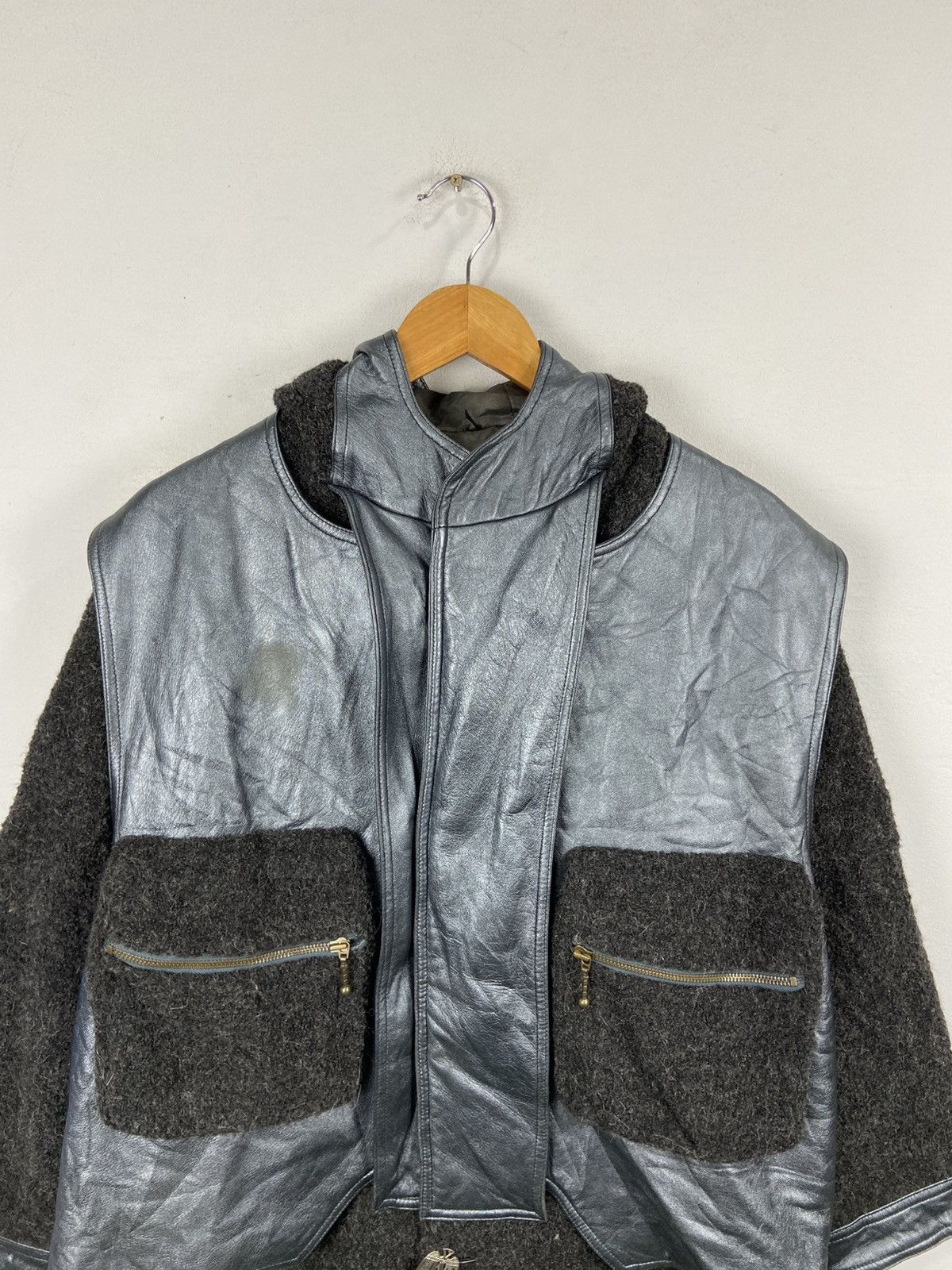 Lancel Vintage Lancel Paris Leather & Wool Hybrid Jacket Size US L / EU 52-54 / 3 - 2 Thumbnail
