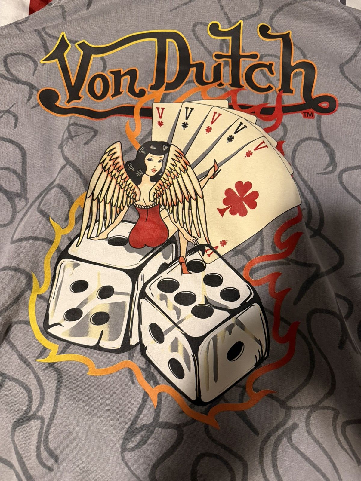 Von Dutch Von Dutch Gray Hoodie Flame 8-Ball and Dice Graphics 2XL Size US XXL / EU 58 / 5 - 7 Thumbnail