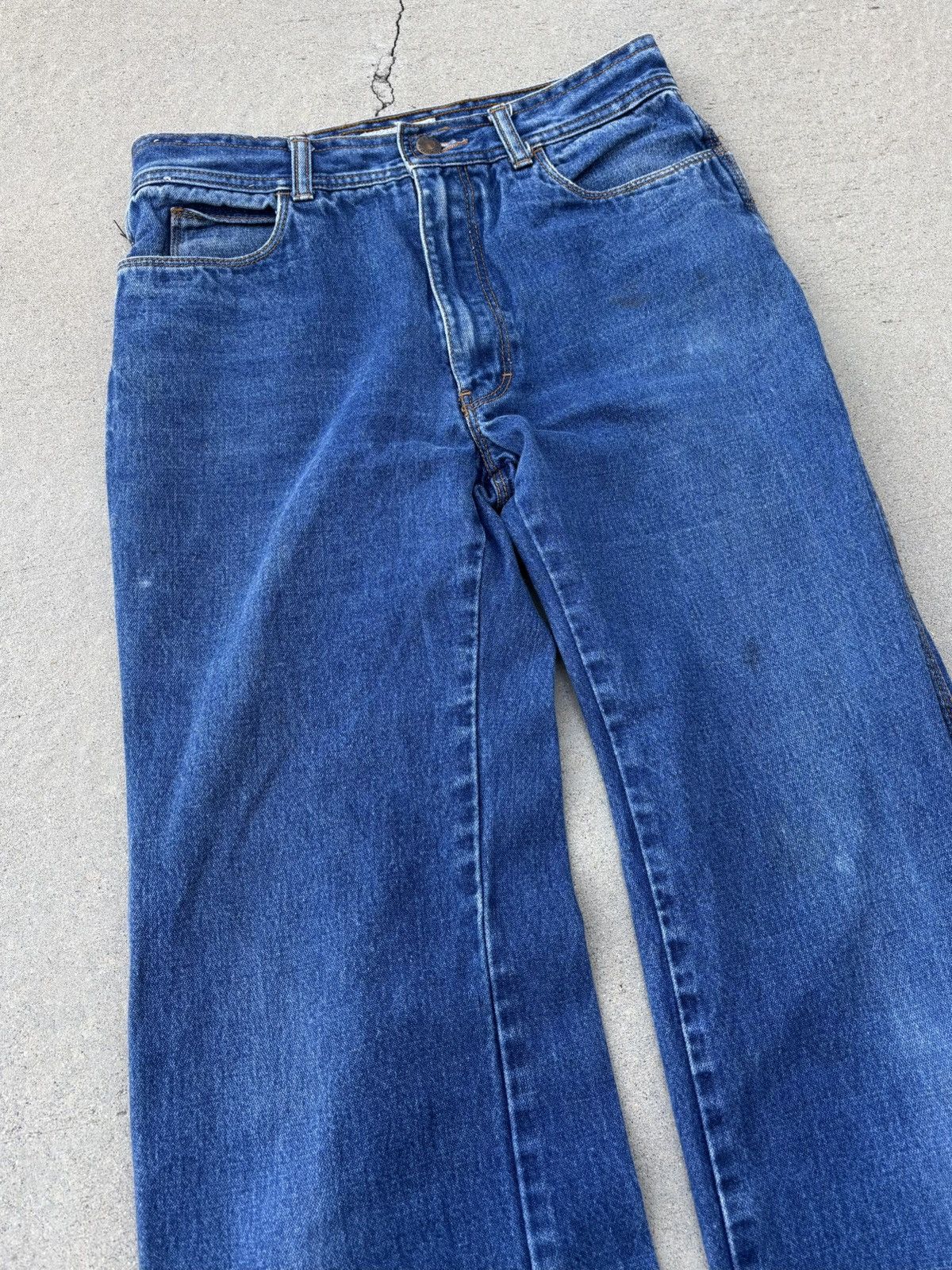 Vintage 1970s Dark Wash Cowboy Flare Jeans Size US 28 / EU 44 - 5 Thumbnail