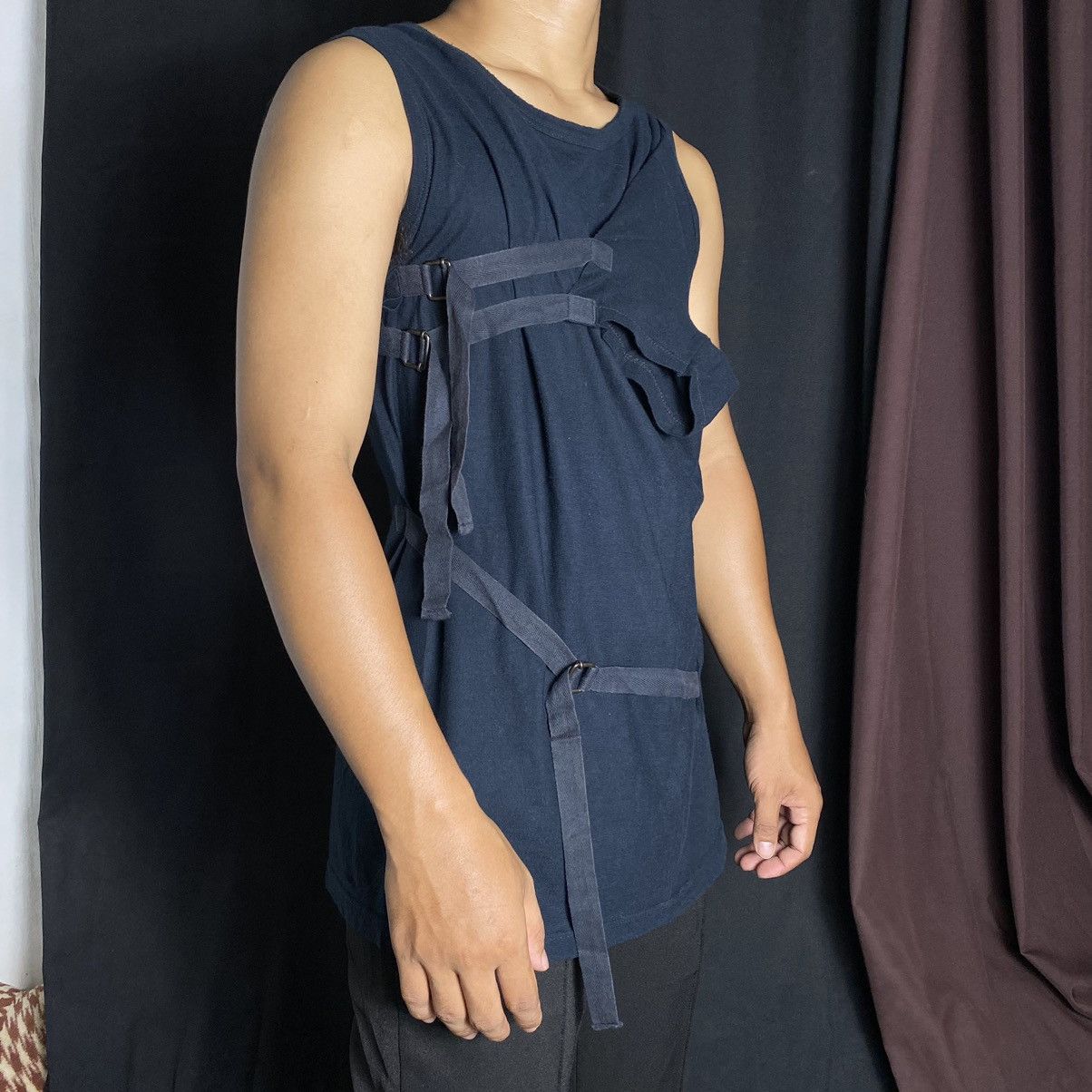 image of Ann Demeulemeester Bondage Top in Black, Men's (Size Medium)