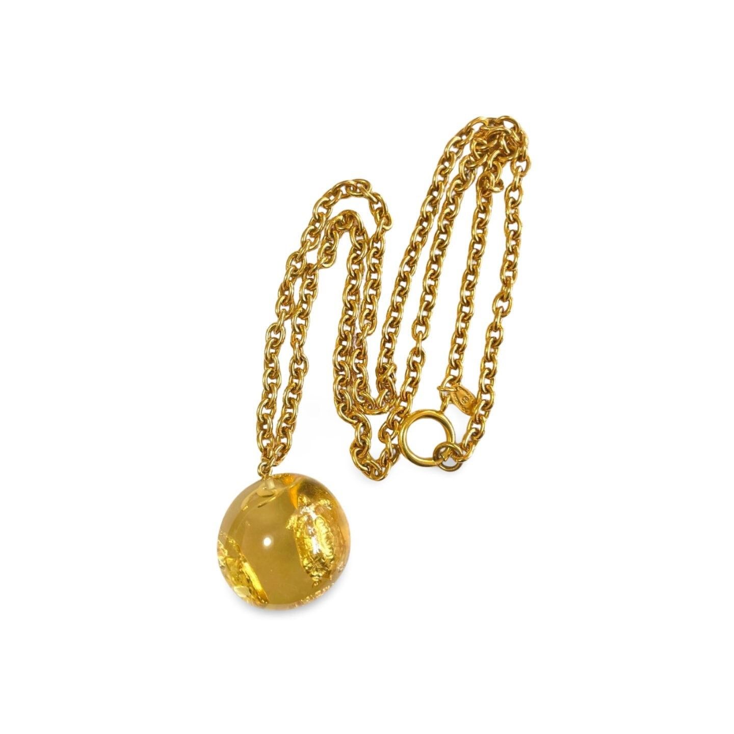 Vintage CHANEL long chain necklace with resin ball top
