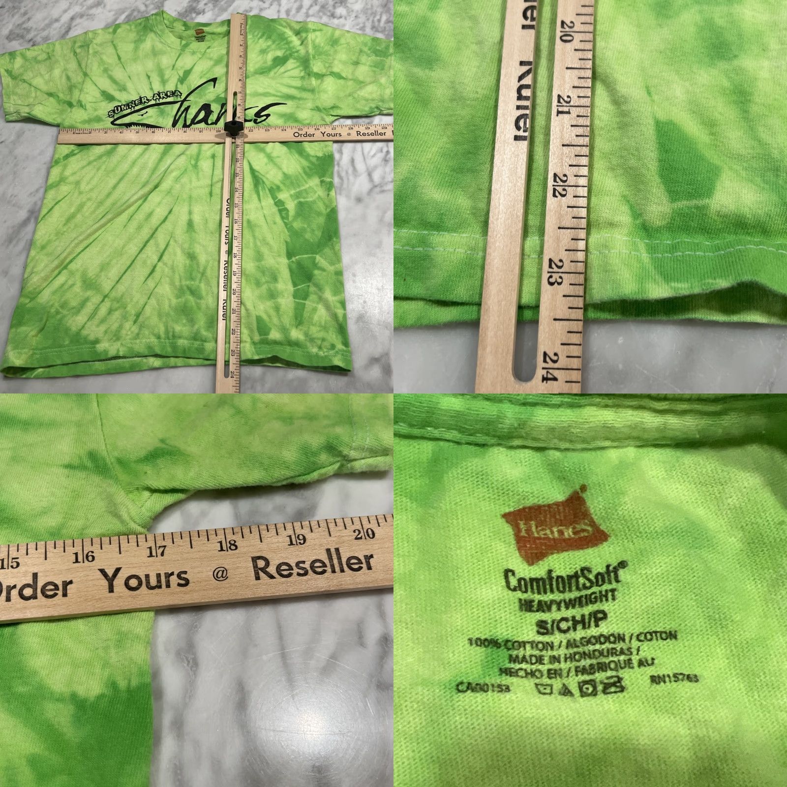 Area VINTAGE Tie-Dye Swim Team T-Shirt Double-Sided Adult Small Green Summer Swimming Mens Size US S / EU 44-46 / 1 - 8 Thumbnail