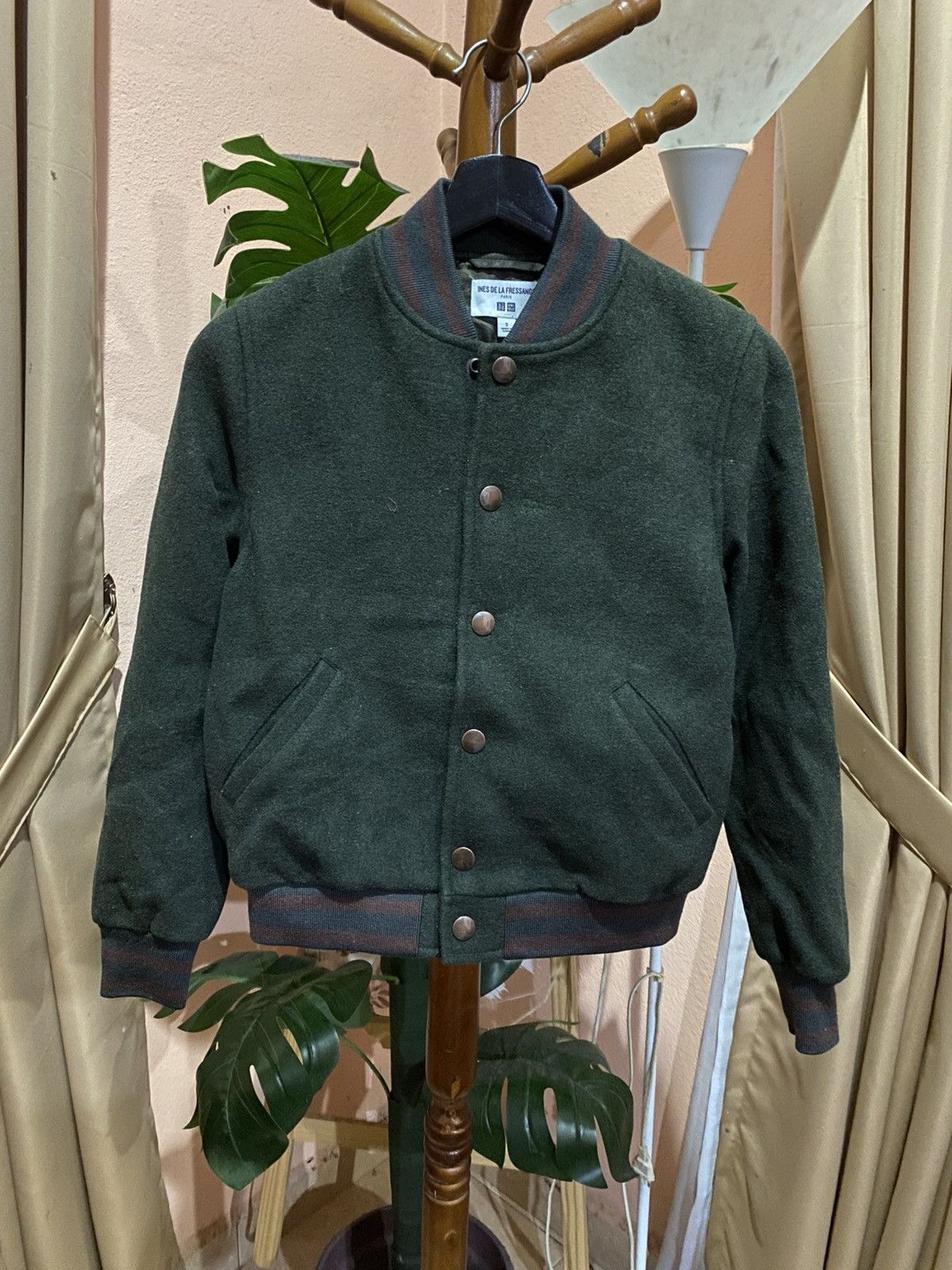 Uniqlo Ines de la Fressange Uniqlo Forest Green Varsity Wool Jacket Size US XS / EU 42 / 0 - 3 Thumbnail
