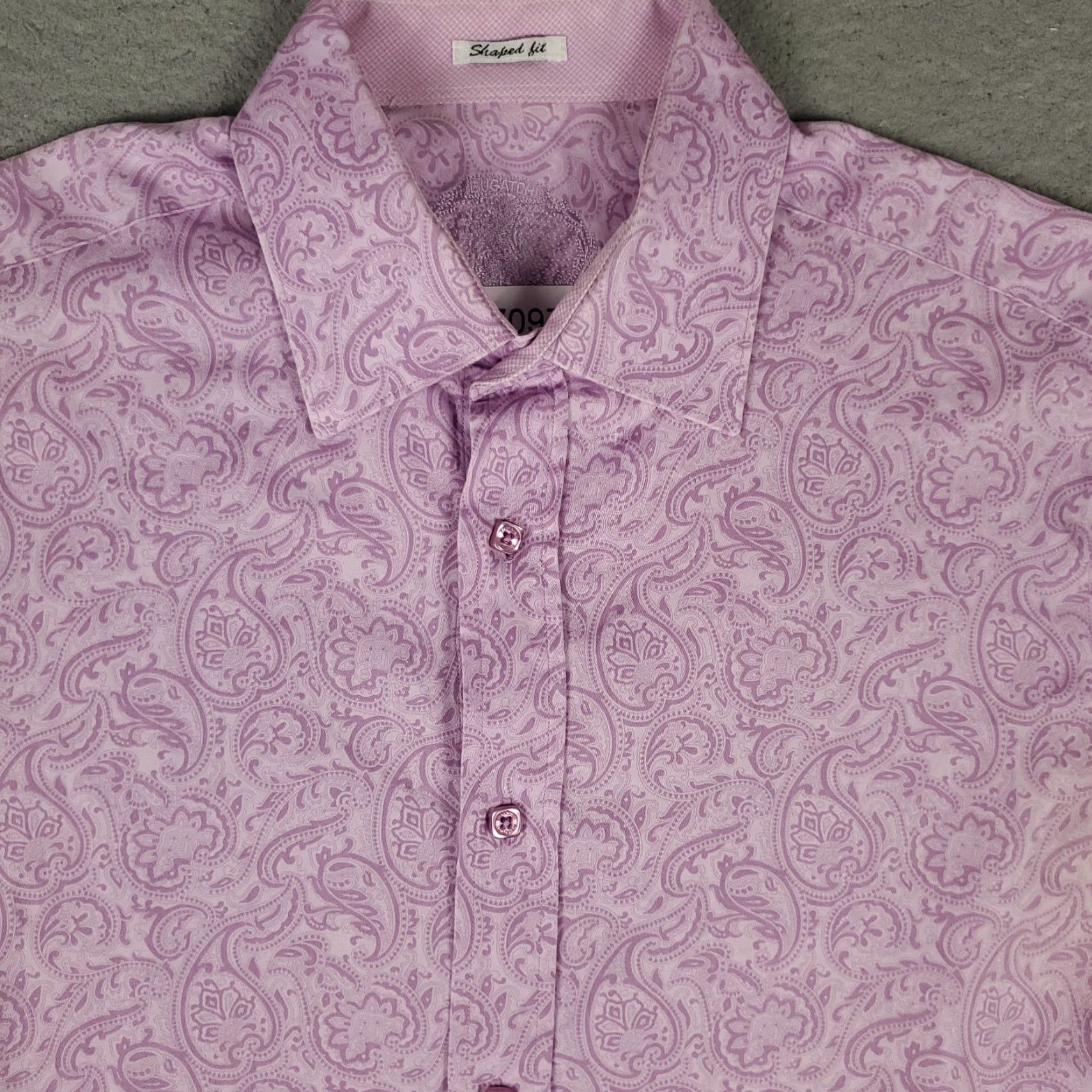 BUGATCHI Bugatchi Uomo Shirt Mens Medium Pink Paisley Shaped Fit Button Up Short Sleeve Size US M / EU 48-50 / 2 - 2 Thumbnail