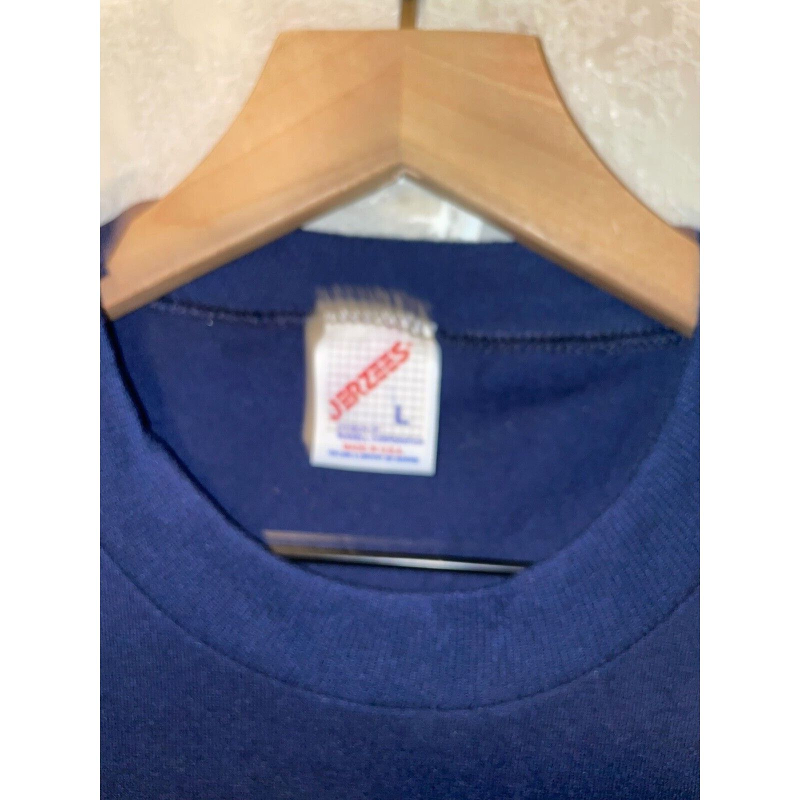 Jerzees Vintage New York Wolf Shirt Empire State Nature Blue 90s L Size US L / EU 52-54 / 3 - 9 Thumbnail