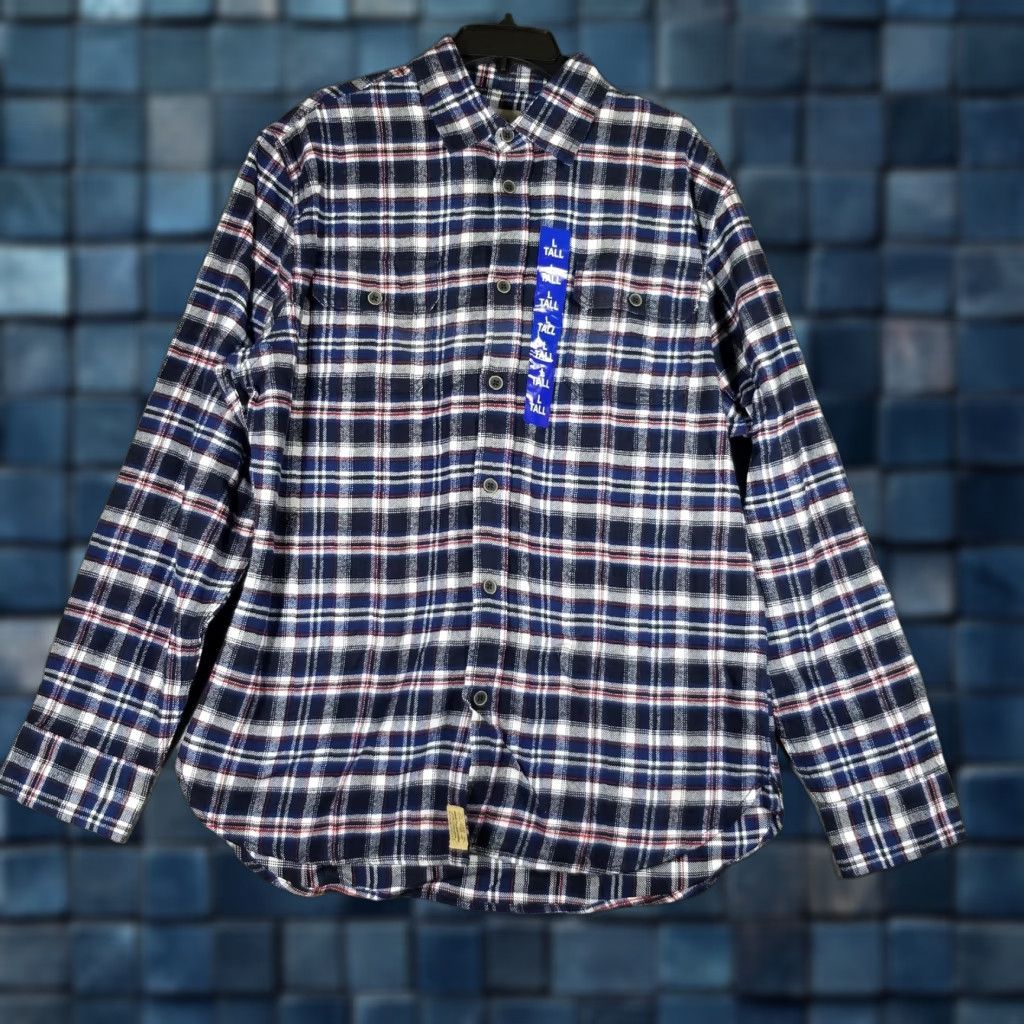 Vintage VINTAGE JACHS Flannel Shirt Mens Large Tall Navy Blue Red Plaid Long Sleeve Button-Up Size US L / EU 52-54 / 3 - 1 Thumbnail