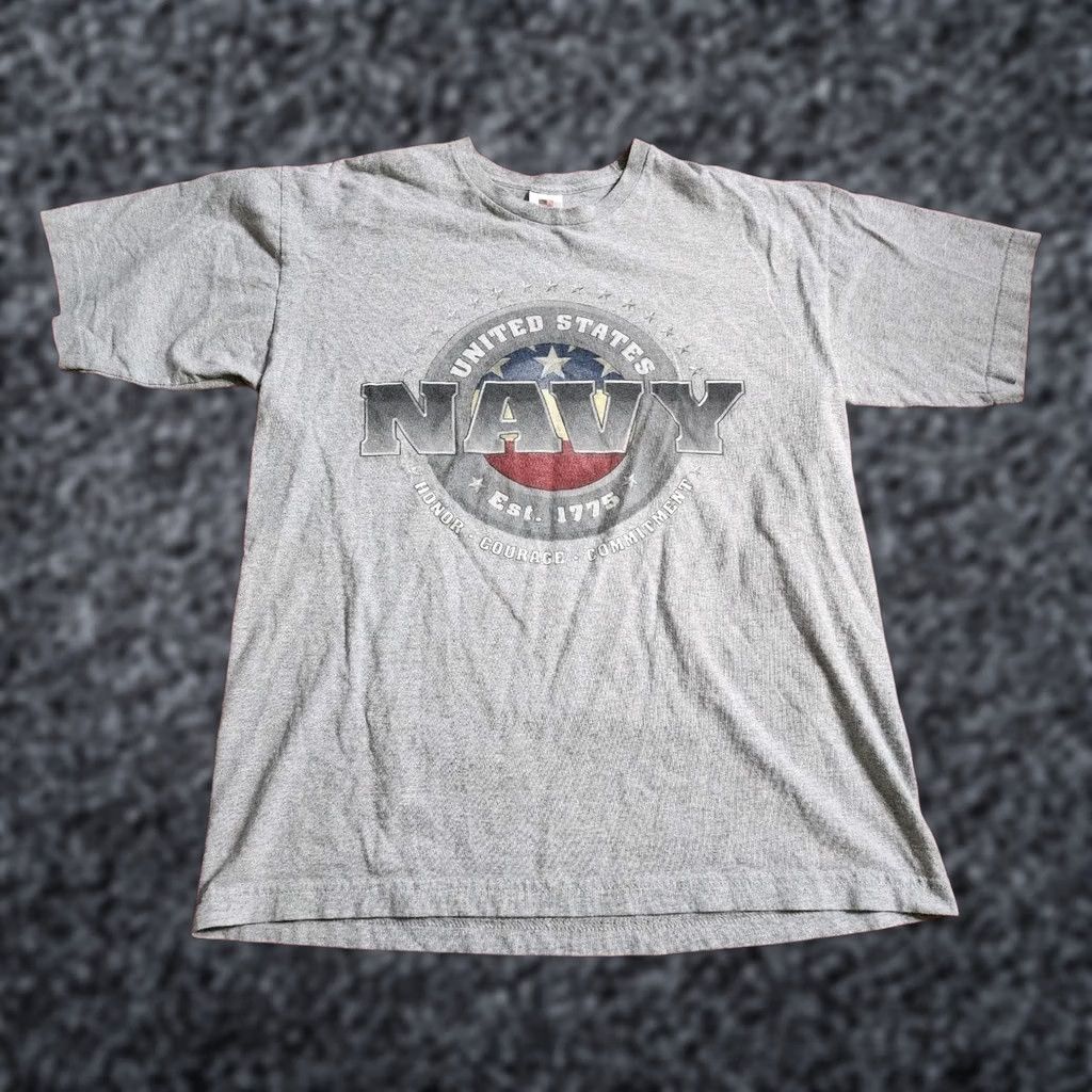 Vintage VINTAGE Bayside T-Shirt United States Navy American Flag Mens L Gray Cotton Blend Short Sleeve Crew Neck 90s Retro Military USA Logo Size US L / EU 52-54 / 3 - 1 Thumbnail