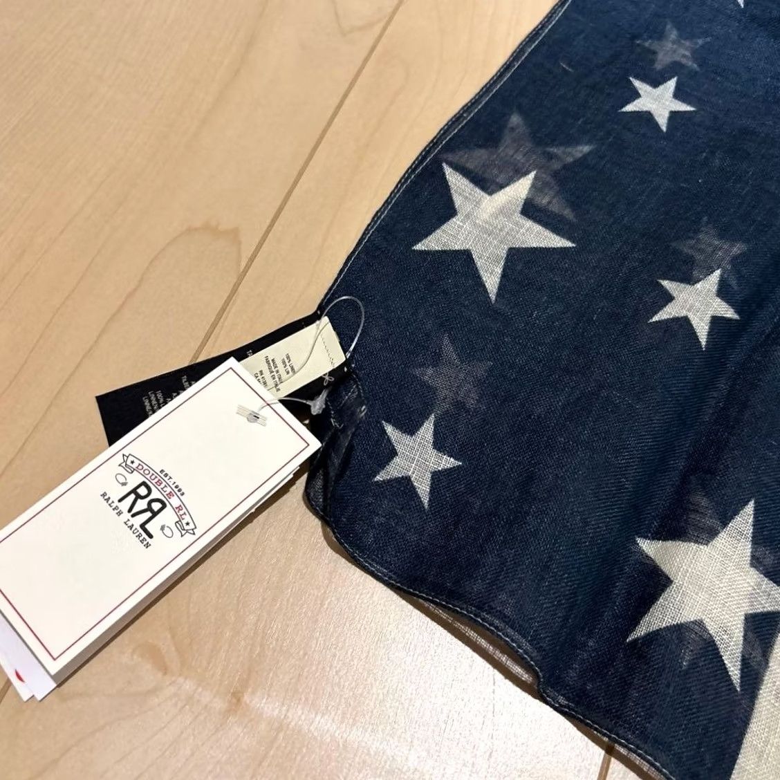 Ralph Lauren RRL Ralph Lauren STAR STRIPE FLAG SCARF Organic Cotton Blue White Red New Scarf Unisex One Size Cotton Holiday 136cm 53cm Size ONE SIZE - 4 Thumbnail