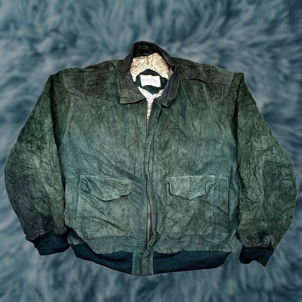 Vintage VINTAGE Repertoire Leather Bomber Aviator Flight Jacket Mens XL Green Map Lined Size US XL / EU 56 / 4 - 1 Thumbnail