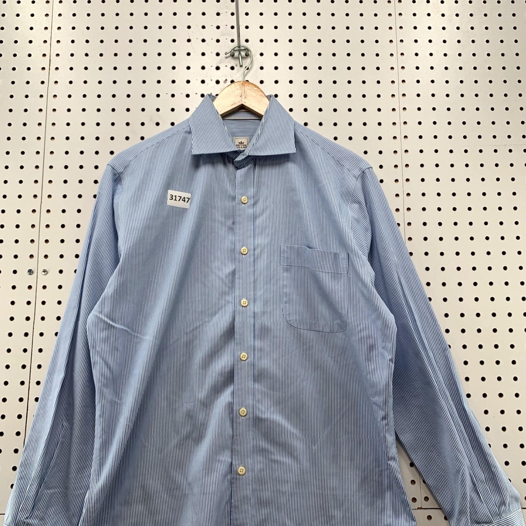Peter Millar Peter Millar Button Shirt Mens Medium Blue White Striped Nanoluxe Casual Shirt Mens M Regular Blue Striped 22.5x32 Size US M / EU 48-50 / 2 - 2 Thumbnail
