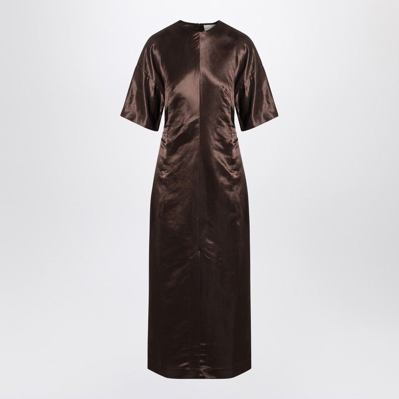 Loulou de Saison Loulou De Saison Long Brown Dress In Linen And Silk Size ONE SIZE - 1 Thumbnail