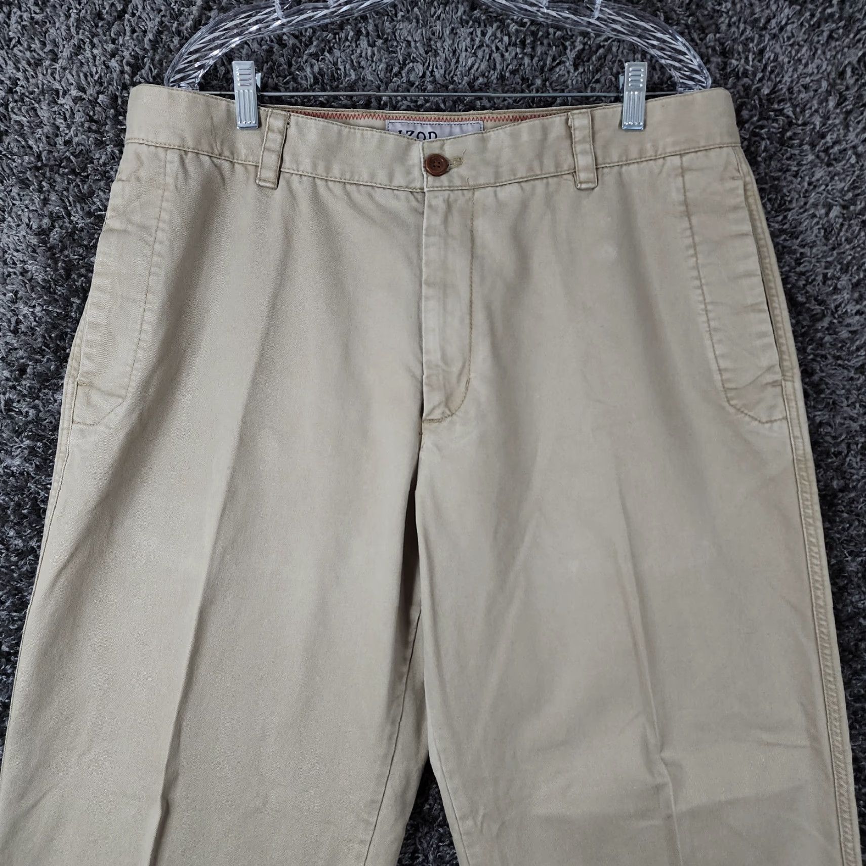 Izod IZOD Mens Beige Straight Leg Chino Pants Size 38x32 Size US 38 / EU 54 - 2 Thumbnail