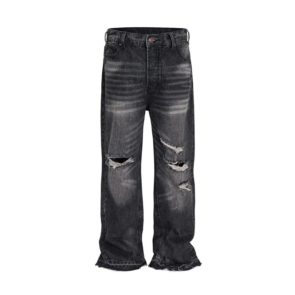 Streetwear Damaged Hole Washed Baggy Jeans