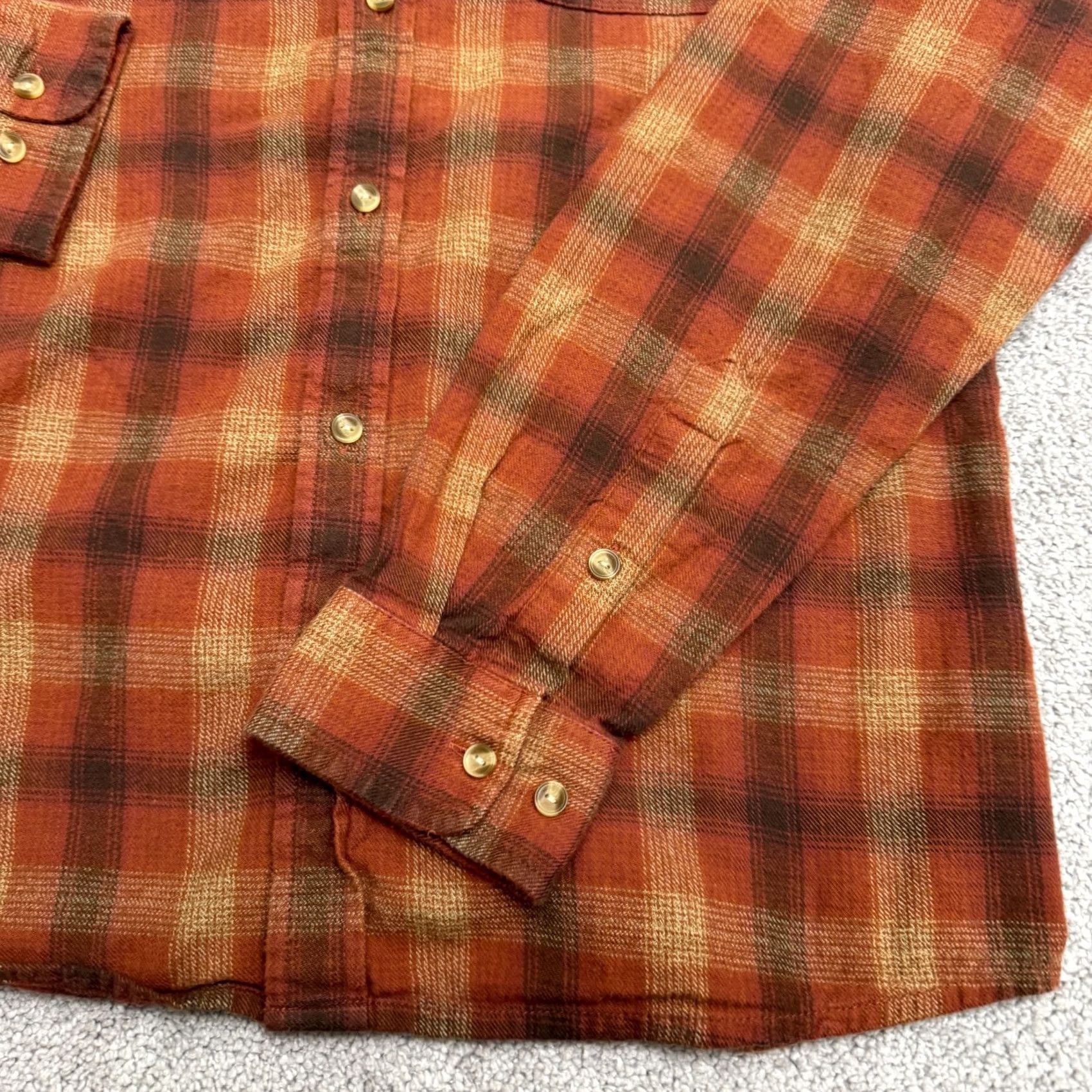 J Brand The Normal Brand Button Down Flannel Shirt Mens Large Orange Rust Plaid Cotton - Excellent Condition Size US L / EU 52-54 / 3 - 4 Thumbnail