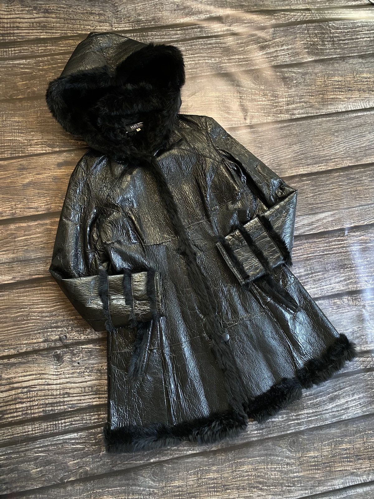 image of Avant Garde x Versace Vintage Raddit Coat 80's in Black, Women's (Size Small)