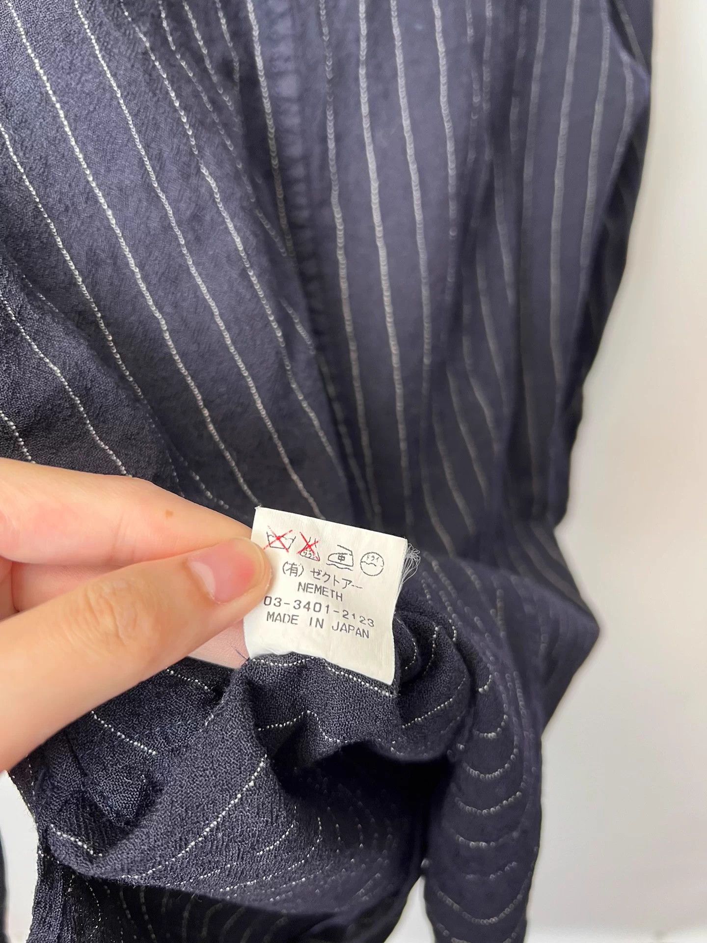 Christopher Nemeth Nemeth Slim Fit Wool Stripe Shirt w/ Subtle Sleeve Pleat Size US S / EU 44-46 / 1 - 6 Thumbnail