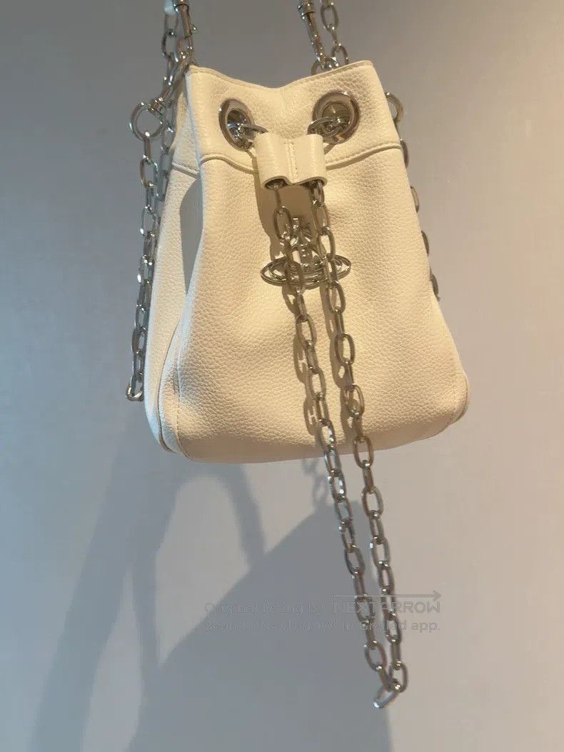 Vivienne Westwood Vivienne Westwood size os White Bucket Bag, Silver Chain, S Size ONE SIZE - 2 Thumbnail