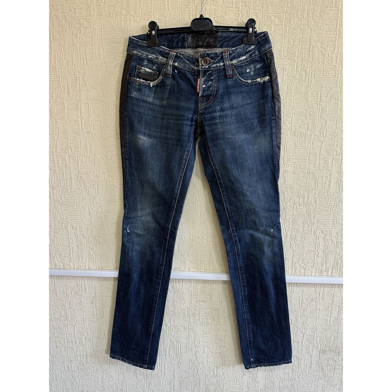 Dsquared2 Vintage Dsquared2 Distressed Leather Inserts Denim Pants Size 30" / US 8 / IT 44 - 13 Thumbnail