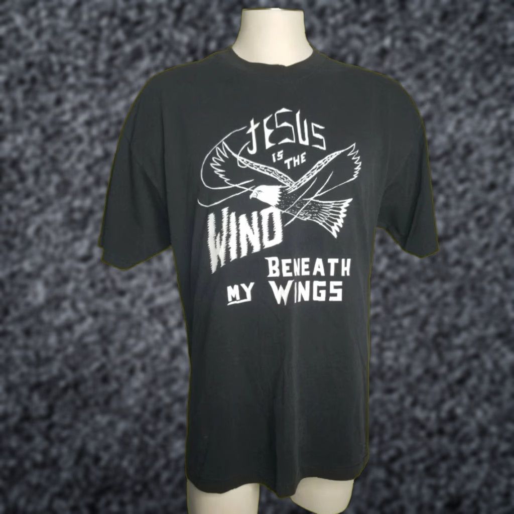 Hanes VTG Mens XL Religious Jesus is the Wind Beneath My Wings Single Stitch T Shirt Size US XL / EU 56 / 4 - 1 Thumbnail
