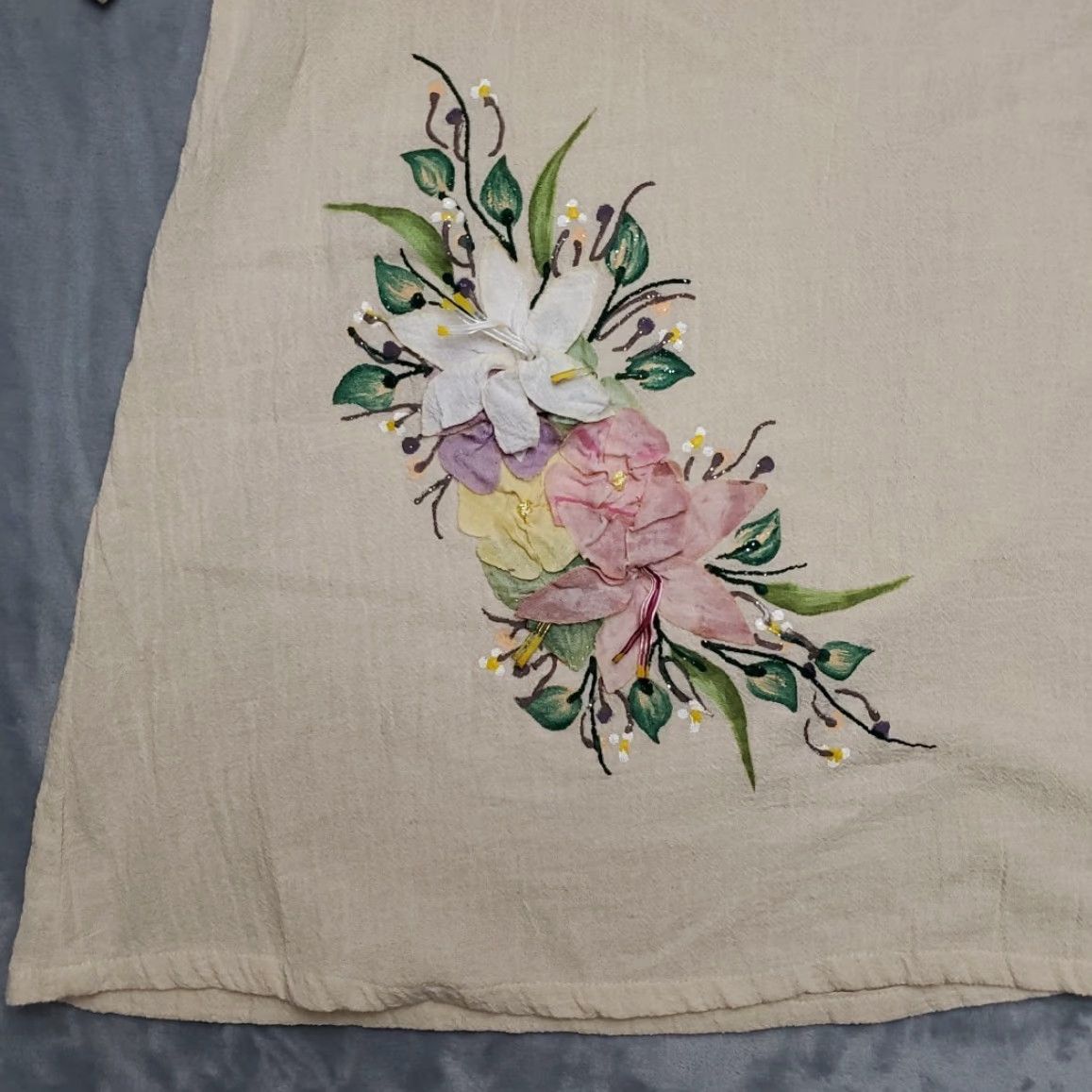 Vintage VINTAGE Ana Rosa Hand Painted Dress Womens S Yellow Floral Cottagecore Artisan Dress Size S / US 4 / IT 40 - 2 Thumbnail