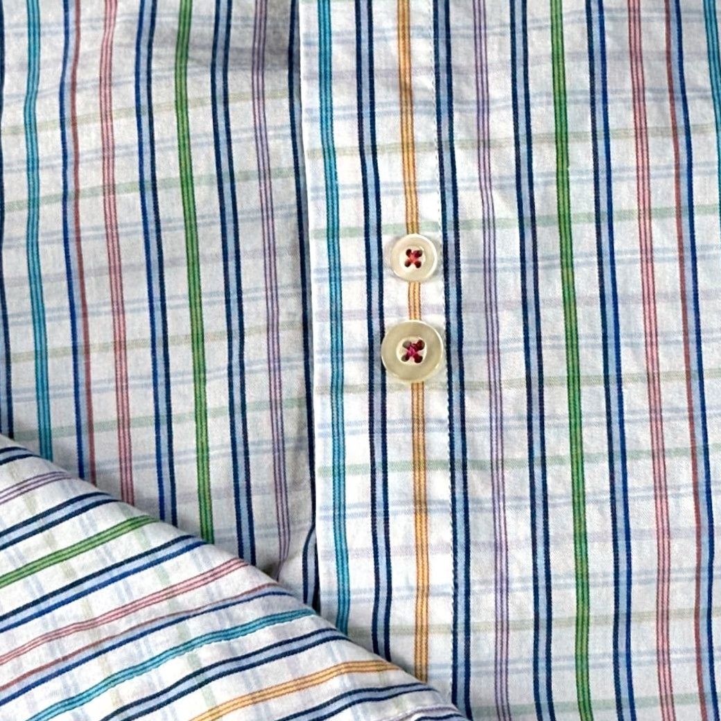 Alexander Julian VINTAGE Colours By Alexander Julian Shirt Adult MEDIUM White Purple Pastel Stripes Y2K Shirt Size US M / EU 48-50 / 2 - 7 Thumbnail