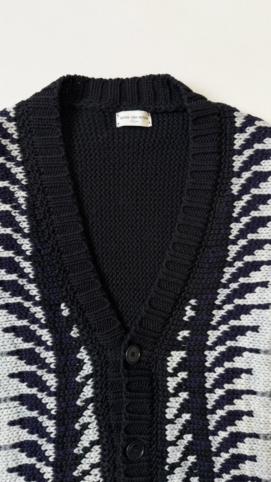 Dries Van Noten ‘Abstract Patterned’ Black Wool Cardigan Size US M / EU 48-50 / 2 - 4 Thumbnail