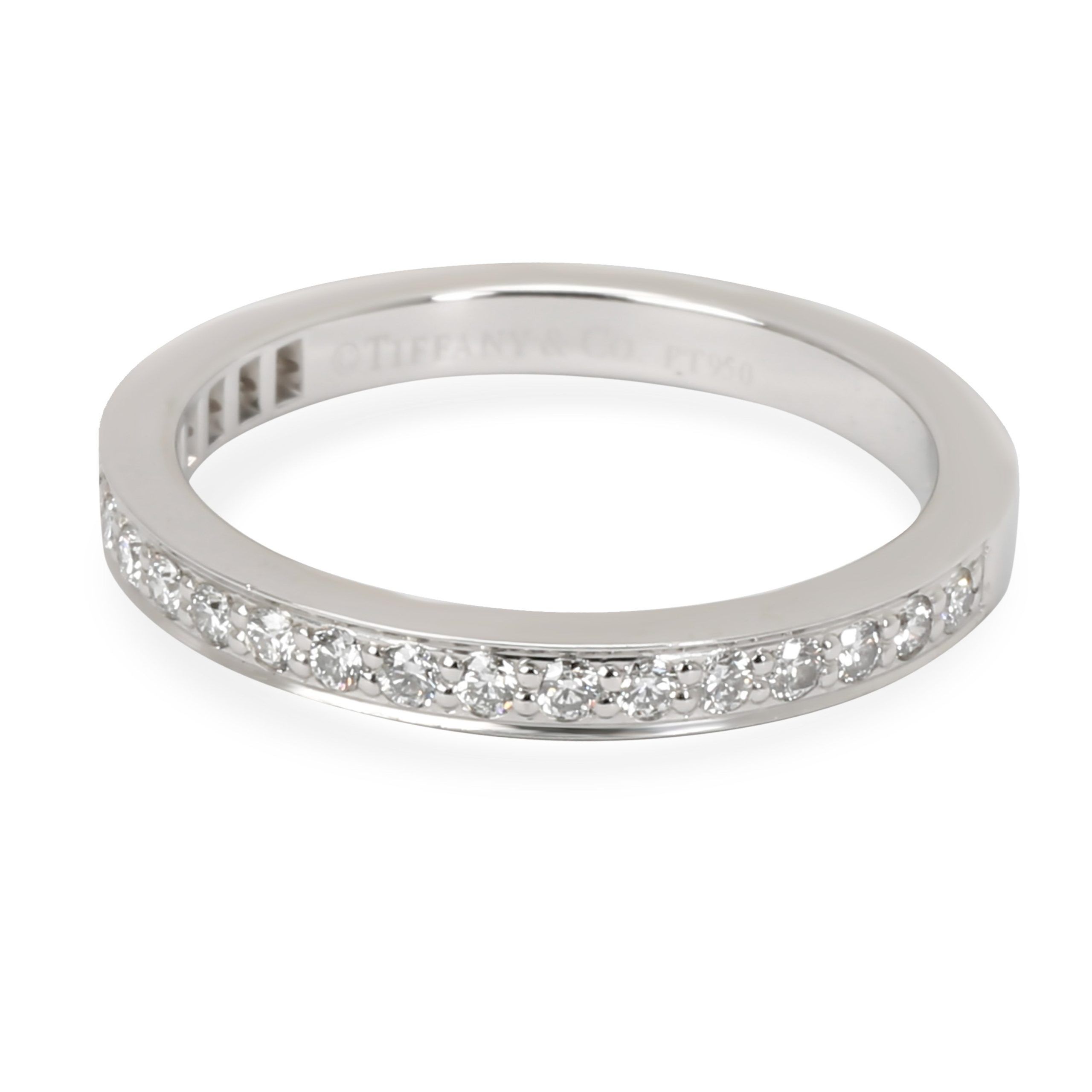 image of Tiffany Co Tiffany & Co. Grace Diamond Wedding Band In Platinum (0.21 Ctw) in Silver, Women's