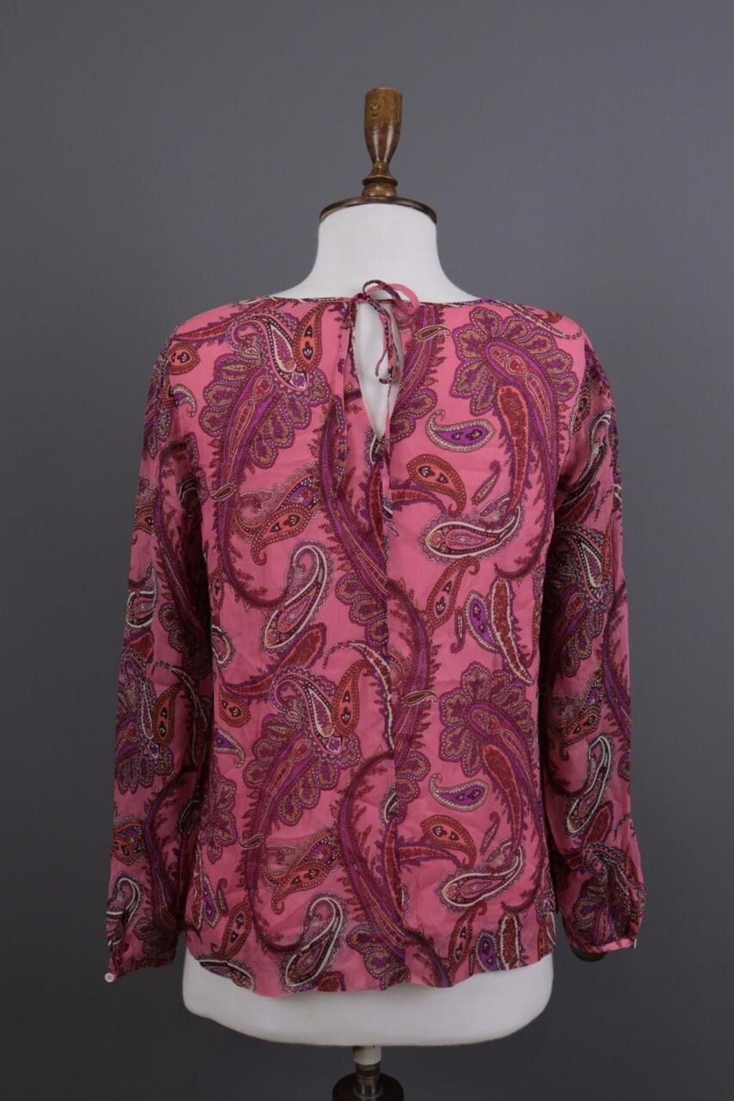J.Crew J.Crew Pink Silk Paisley Drawstring Blouse Shirt Size 6 / S Size S / US 4 / IT 40 - 10 Thumbnail
