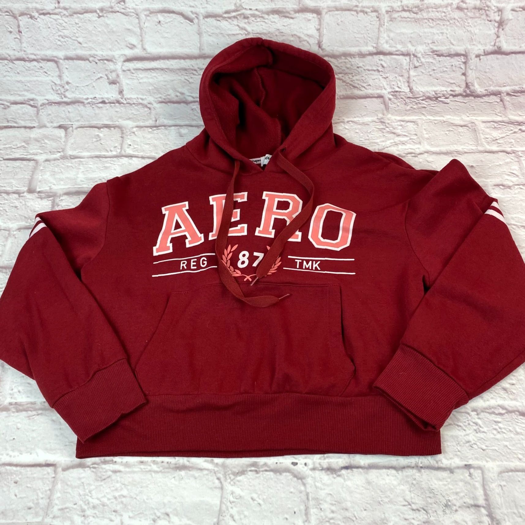 Vintage Aéropostale Logo Graphic Hoodie Sweatshirt Womens L Pullover Crop Top Size L / US 10 / IT 46 - 2 Thumbnail