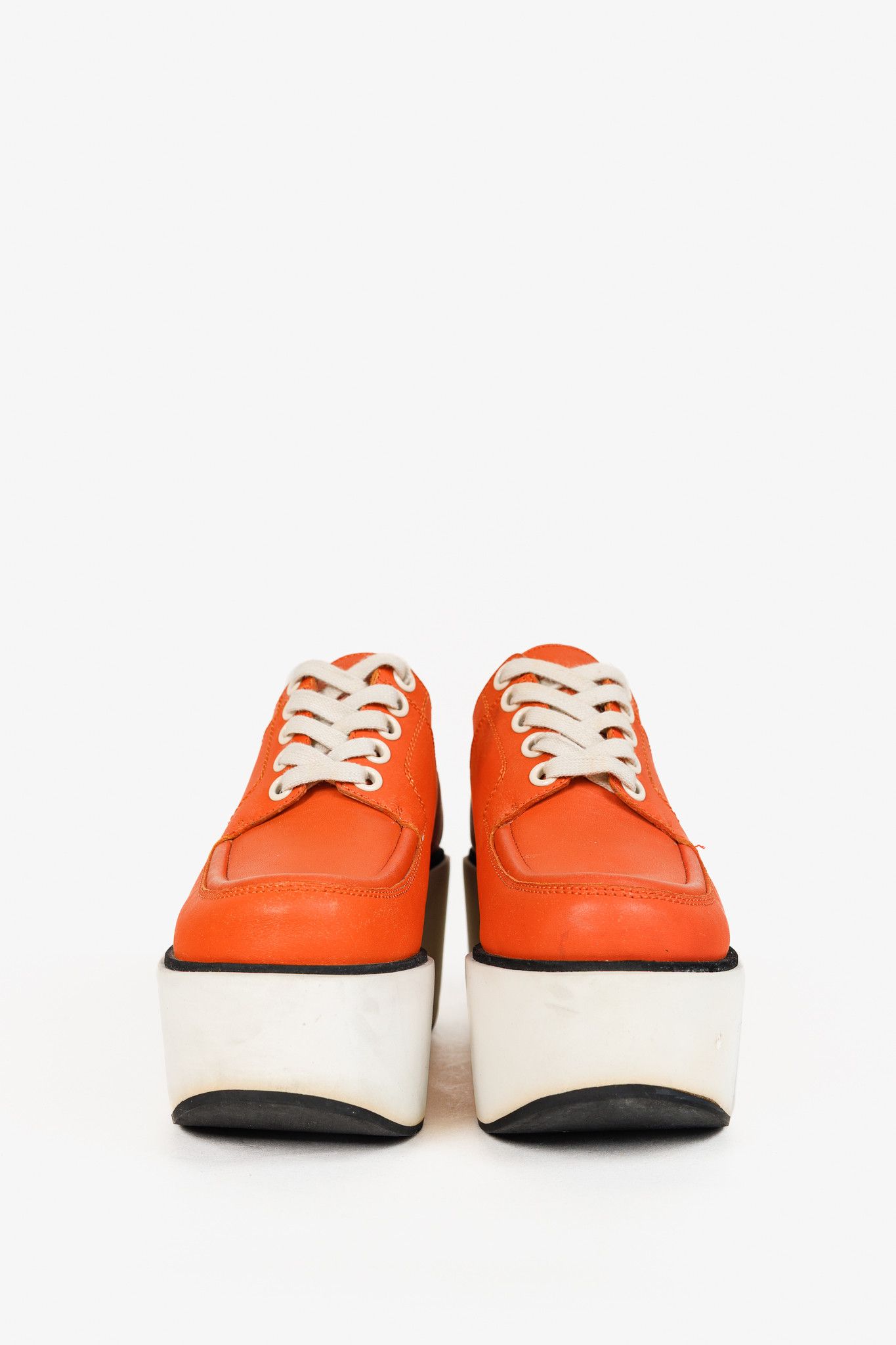 Jil Sander Jil Sander Navy SS/12 Orange Leather Lace-Up Platforms Size US 8 / IT 38 - 2 Thumbnail