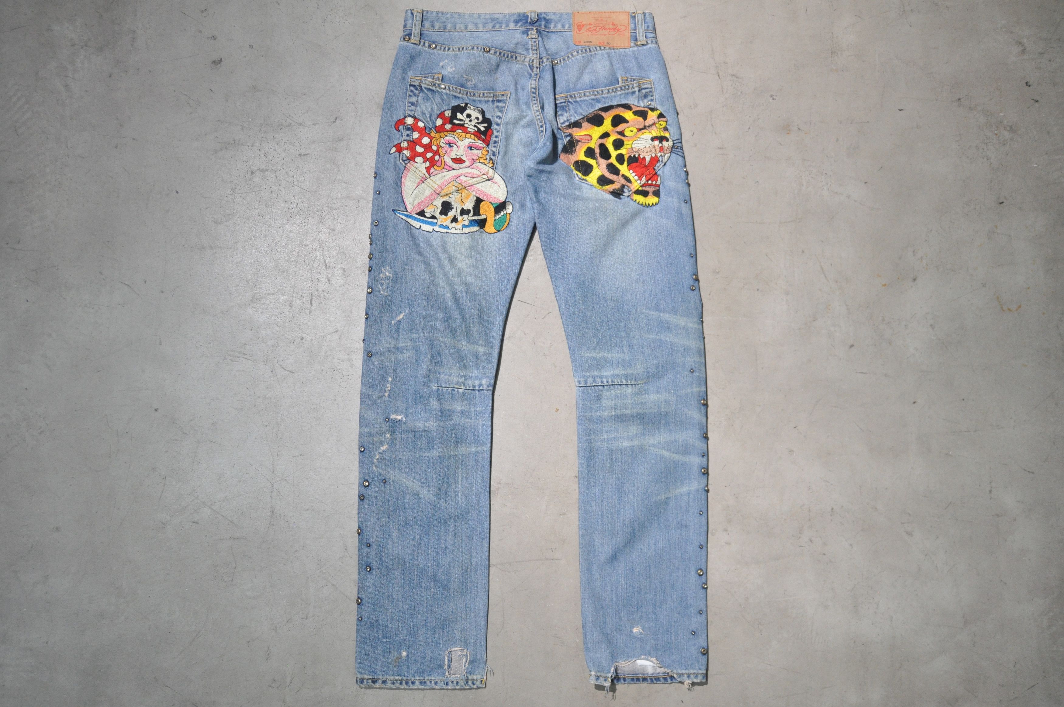 Ed Hardy Ed Hardy - Studded Multi-Patch Denim Jean Size US 30 / EU 46 - 2 Thumbnail