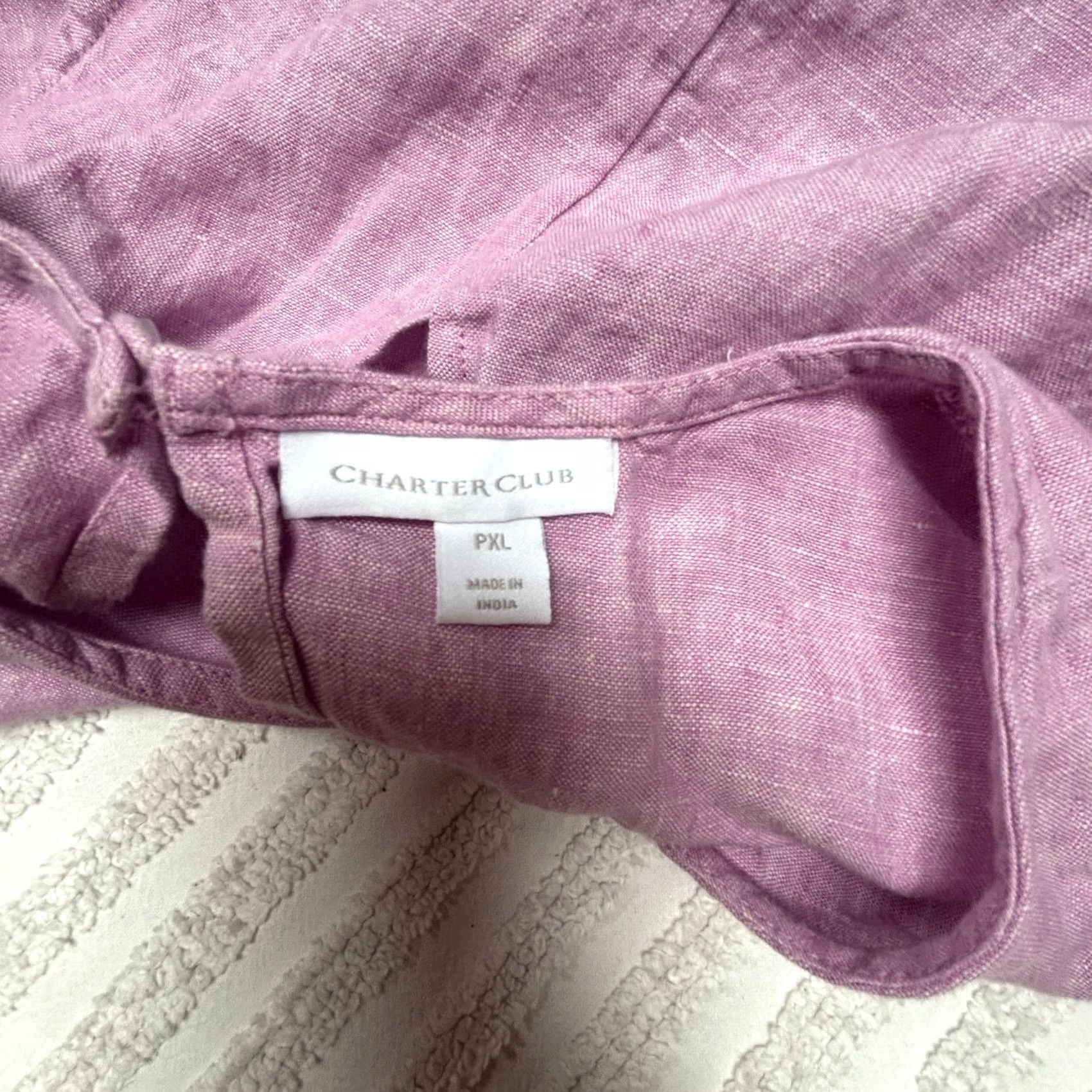 Charter Club Charter Club Women Shift Dress Sleeveless Linen Round Neck PXL Light Purple Size XL / US 12-14 / IT 48-50 - 3 Thumbnail