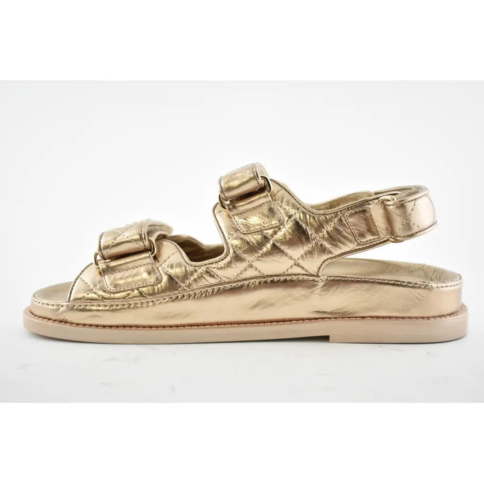 Chanel Chanel 21C Bronze Quilted Chain CC Logo Mule Slide Strap Size US 7 / IT 37 - 8 Thumbnail
