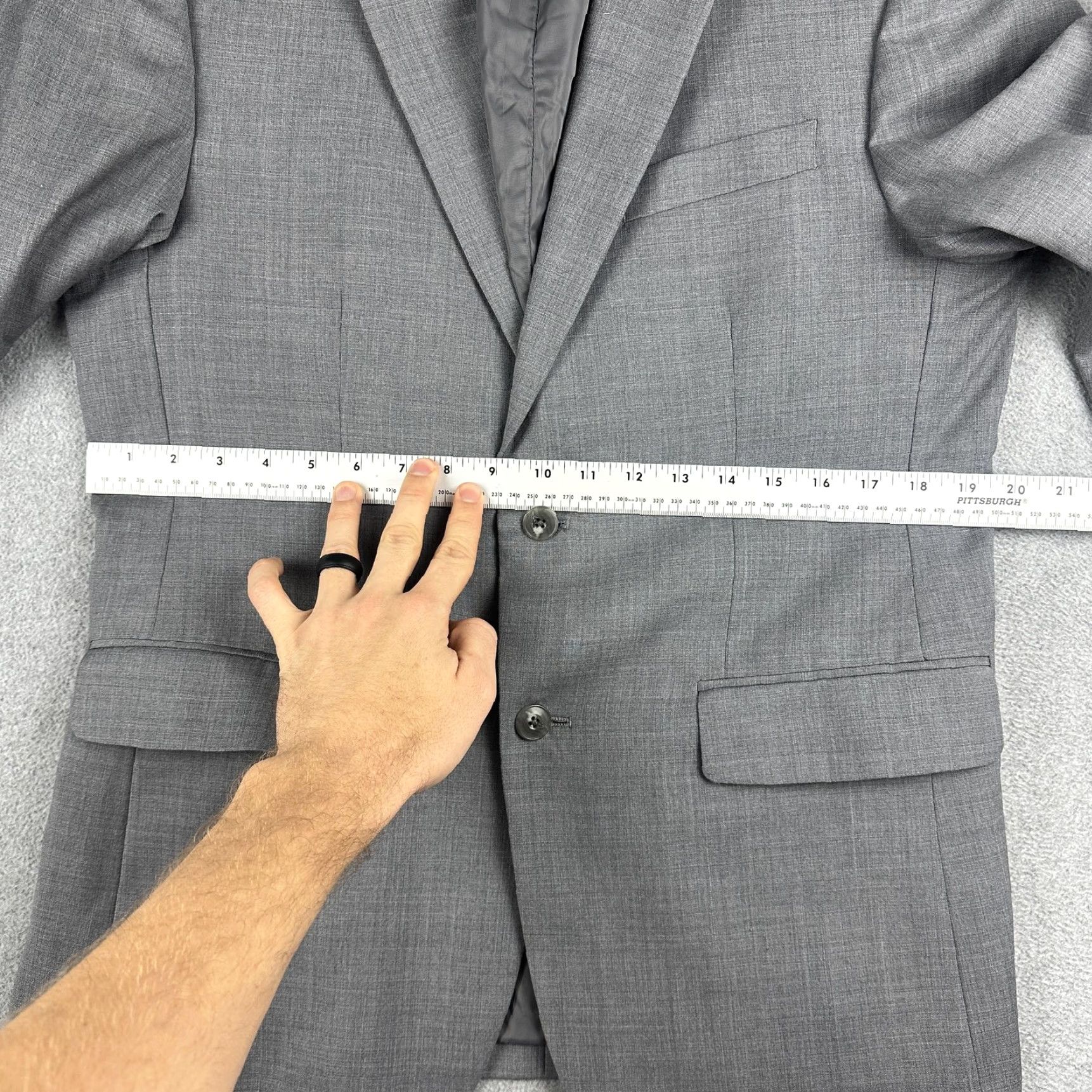 Jos. A. Bank Jos. A. Bank 1905 Suit Jacket Mens 40R Gray Wool Two-Button Slim Tailored Fit Notch Lapel Basic Formal Wedding Business Chocolate Gray Size 40R - 5 Thumbnail