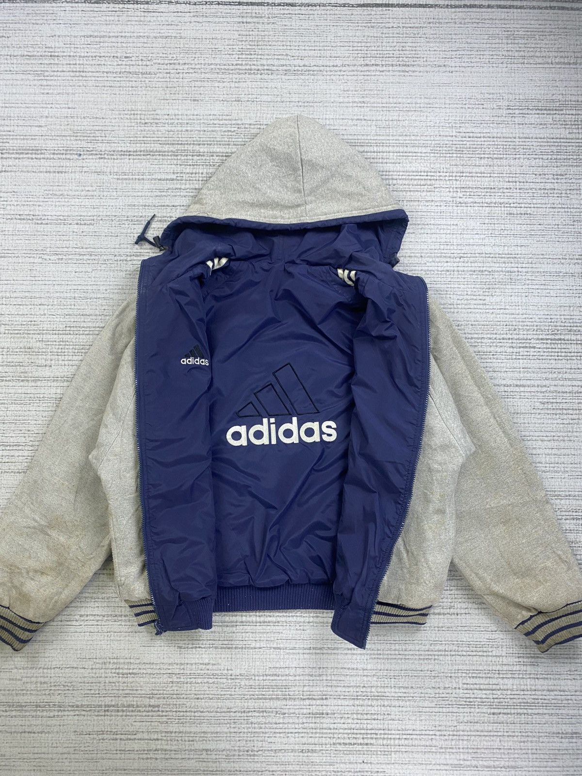 Adidas × Vintage Vintage Y2K Adidas 3 Striped Reversible Hoodie Jacket Size US XL / EU 56 / 4 - 1 Thumbnail