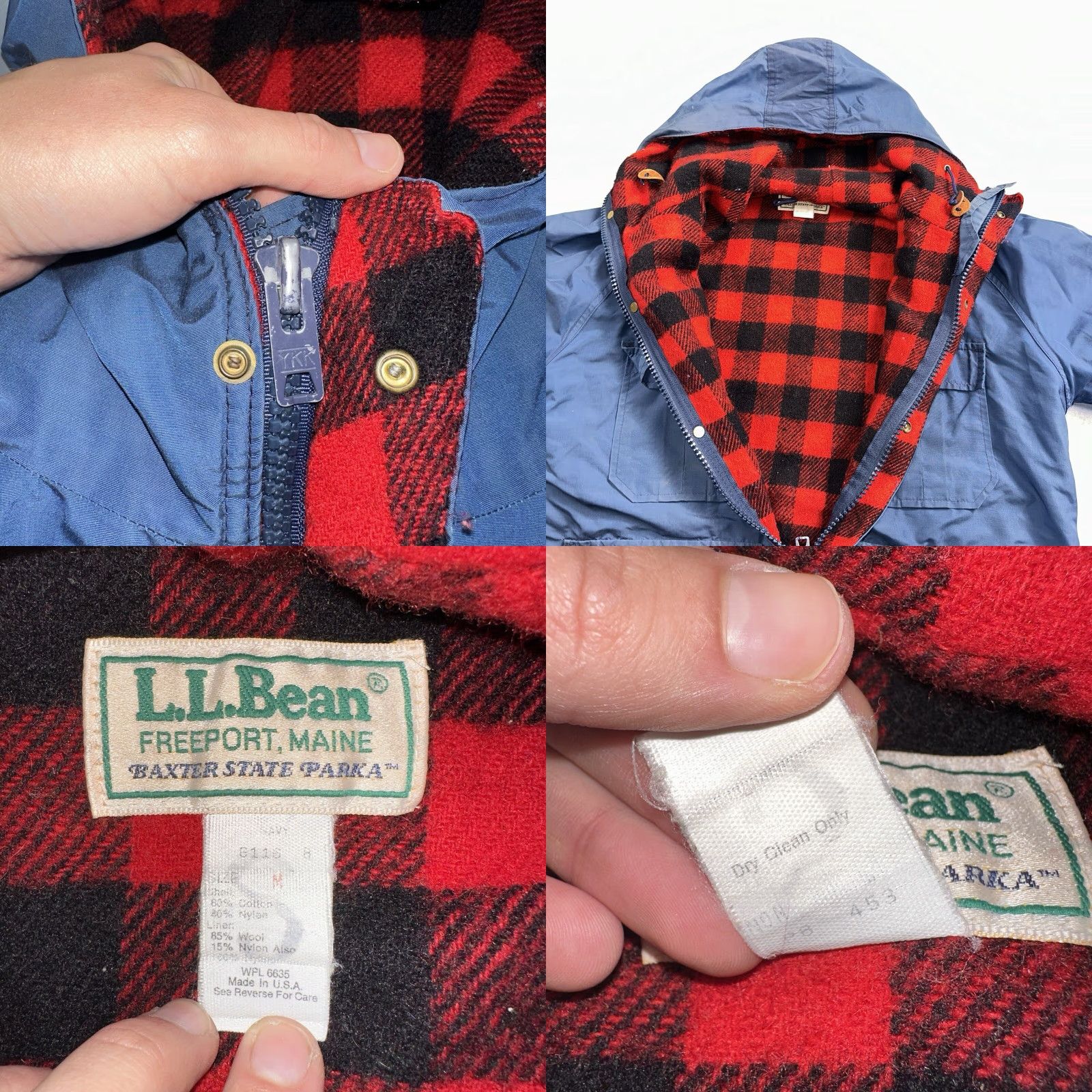 Vintage VINTAGE L.L. Bean Parka Jacket Mens M Blue Wool Plaid Parka Long Full Zip Hooded Lined Pockets 90s USA Buffalo Plaid Size US M / EU 48-50 / 2 - 8 Thumbnail