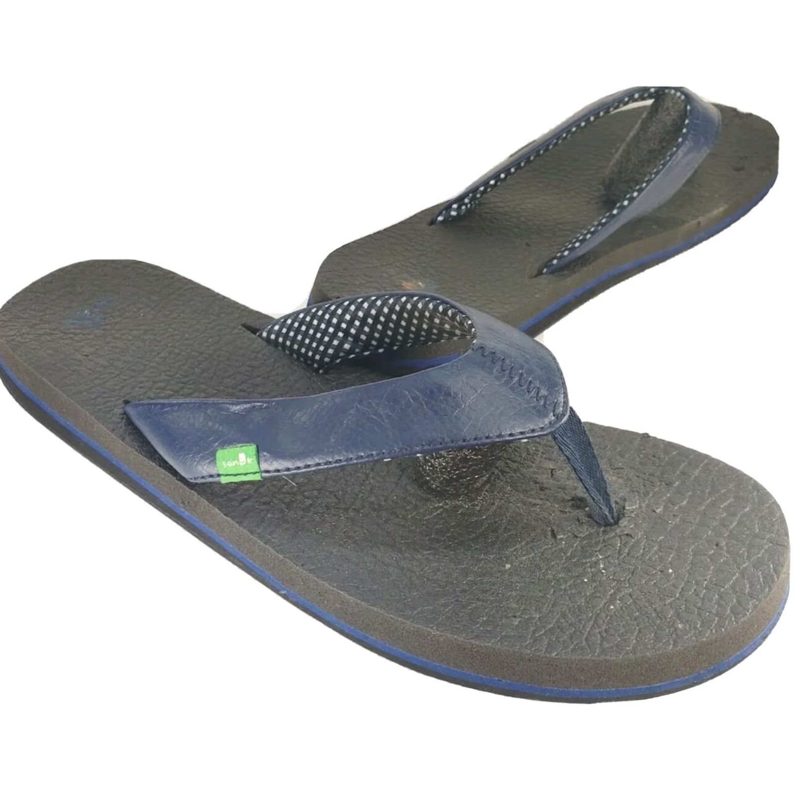 Sanuk Sanuk Sandals Yoga Mat Women 10M Blue Leather Straps Super Comfy Flip Flop Shoes Womens NS Size US 10 / IT 40 - 2 Thumbnail