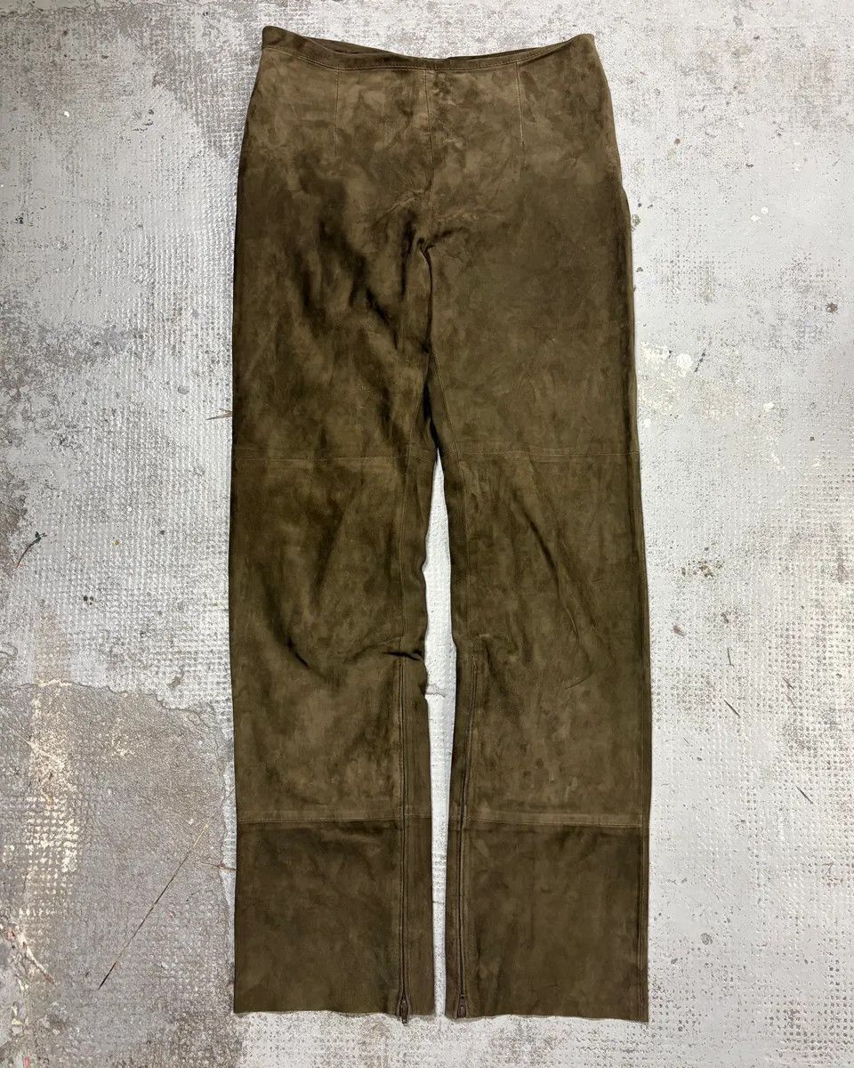 Gianfranco Ferre 2000s Gianfranco Ferré Khaki Suede Leather Pants Size 26" / US 2 / IT 38 - 1 Thumbnail