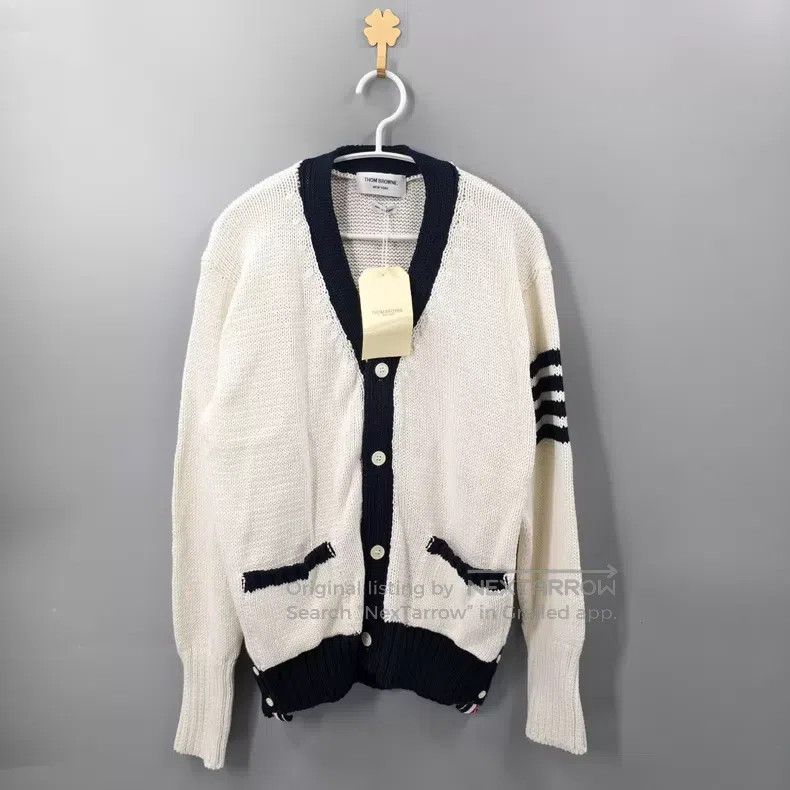 Thom Browne Thom Browne Black and white striped four-button knitted ca Size US L / EU 52-54 / 3 - 1 Thumbnail