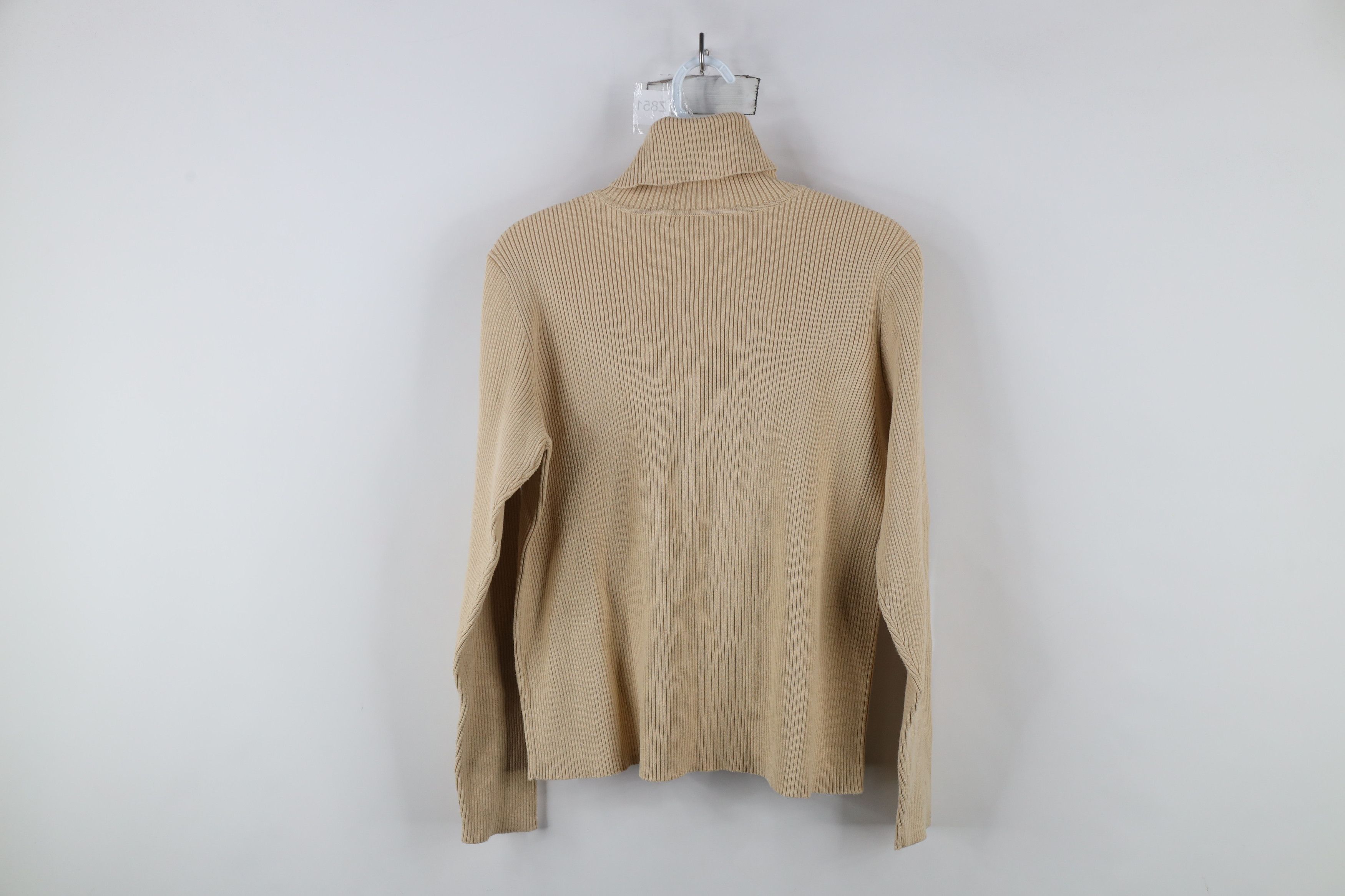 Ralph Lauren × Vintage Vintage 90s Ralph Lauren Ribbed Turtleneck Sweater Beige Size L / US 10 / IT 46 - 7 Thumbnail