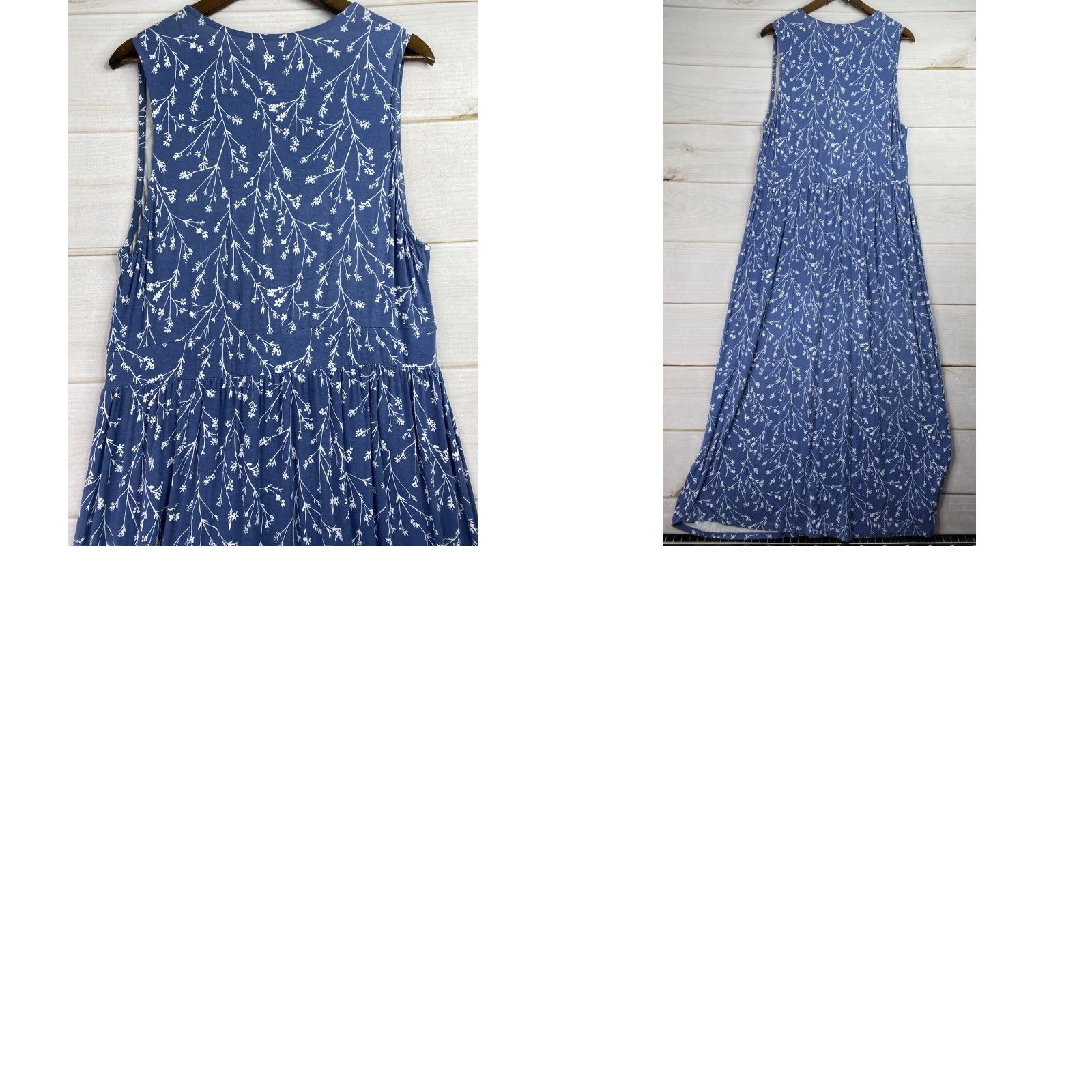 Vintage 41 Hawthorn Maxi Dress 1X Blue Floral V-Neck Sleeveless Knit Rayon Spandex Stretch Casual Summer Spring Fall Women's Maxi Dress Size XL / US 12-14 / IT 48-50 - 8 Thumbnail