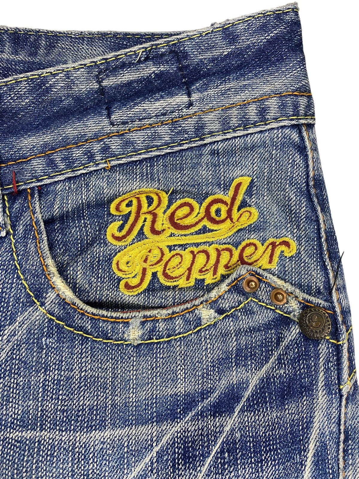 If Six Was Nine × Japanese Brand × Le Grande Bleu (L.G.B.) Vintage Red Pepper Flared Jean Distressed Size US 33 - 4 Thumbnail