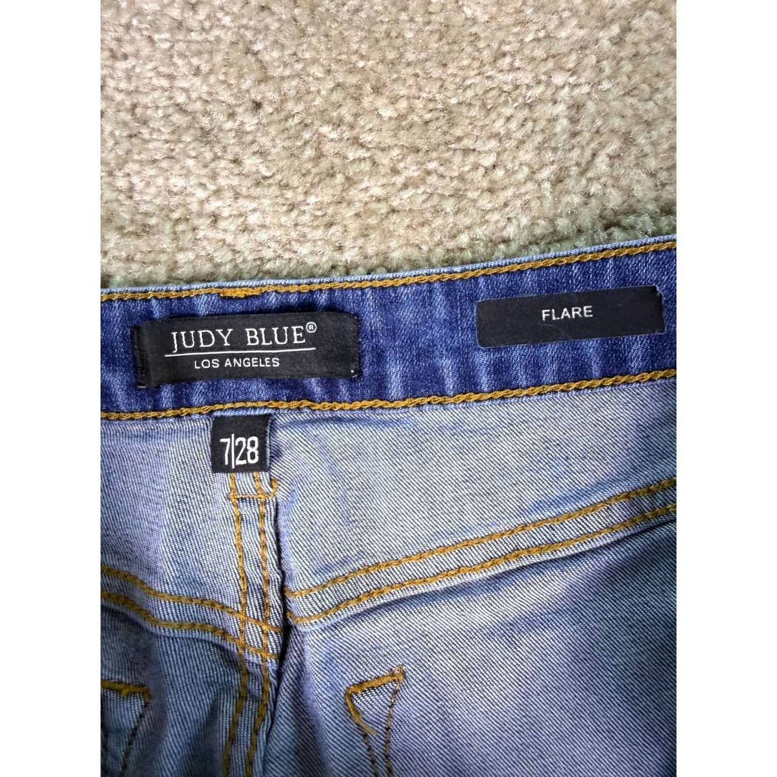 Vintage Judy Blue Jeans Womens Size 7/28 Flare Dark Wash High Rise Stretch Raw Hem F649 Size 28" / US 6 / IT 42 - 4 Thumbnail