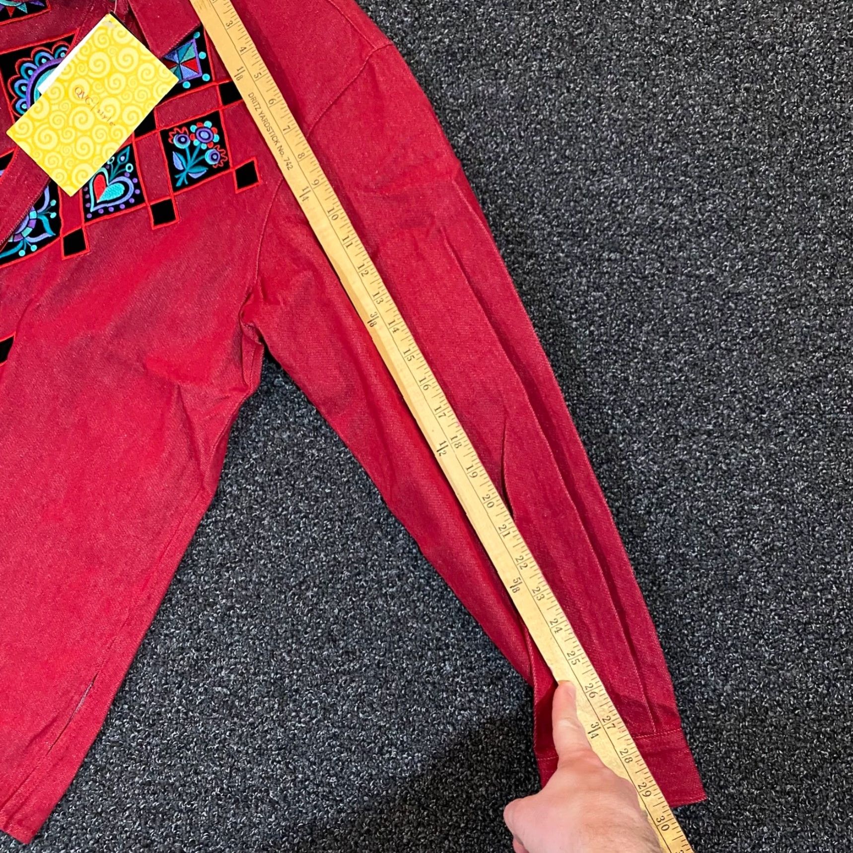 Bob Mackie Bob Mackie Wearable Art Embroidered Button Shirt Shacket Womens Medium Red Denim Shirt Size M / US 6-8 / IT 42-44 - 7 Thumbnail