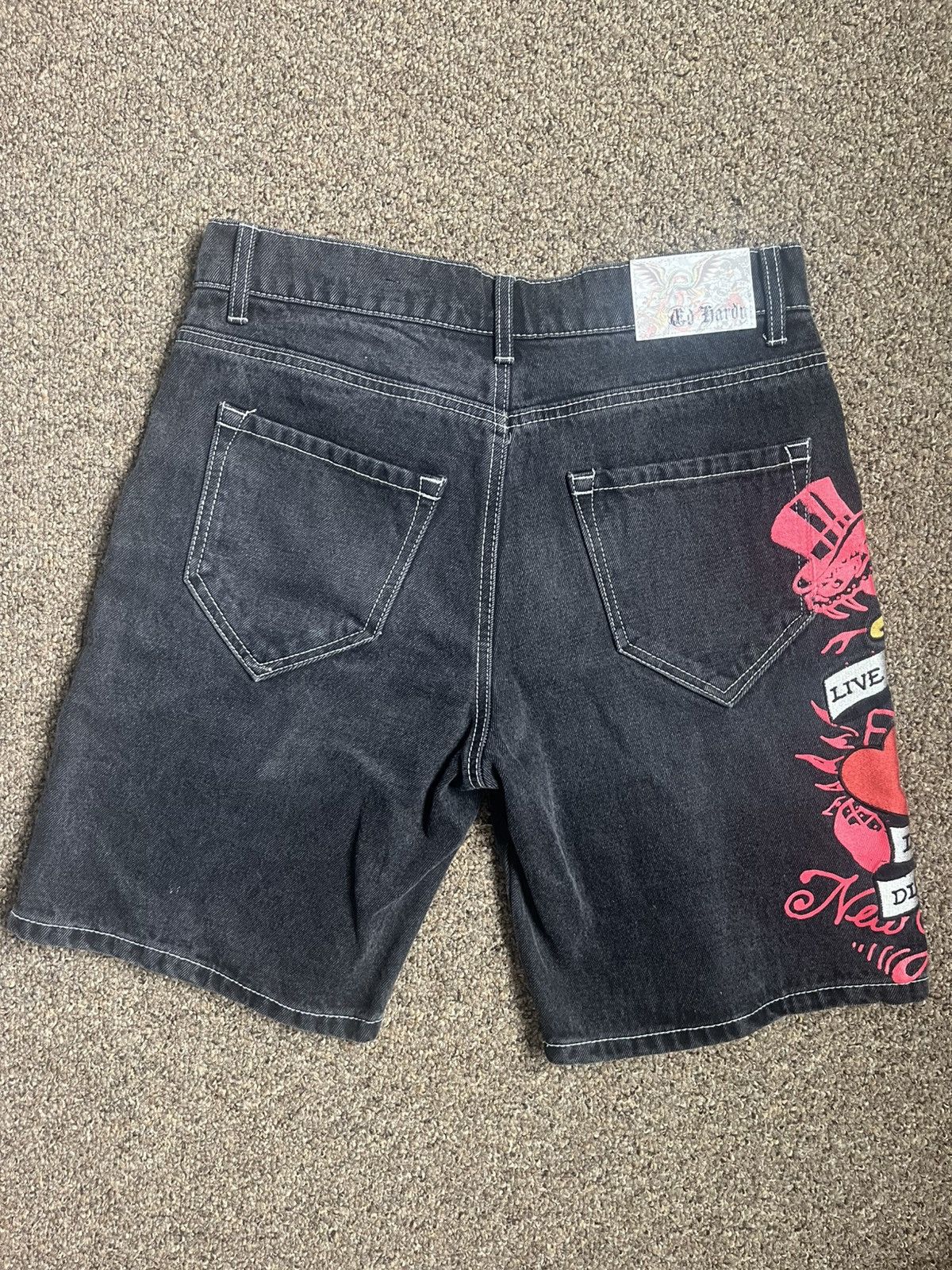 Ed Hardy Ed Hardy Black Denim Shorts Size US 28 / EU 44 - 4 Thumbnail