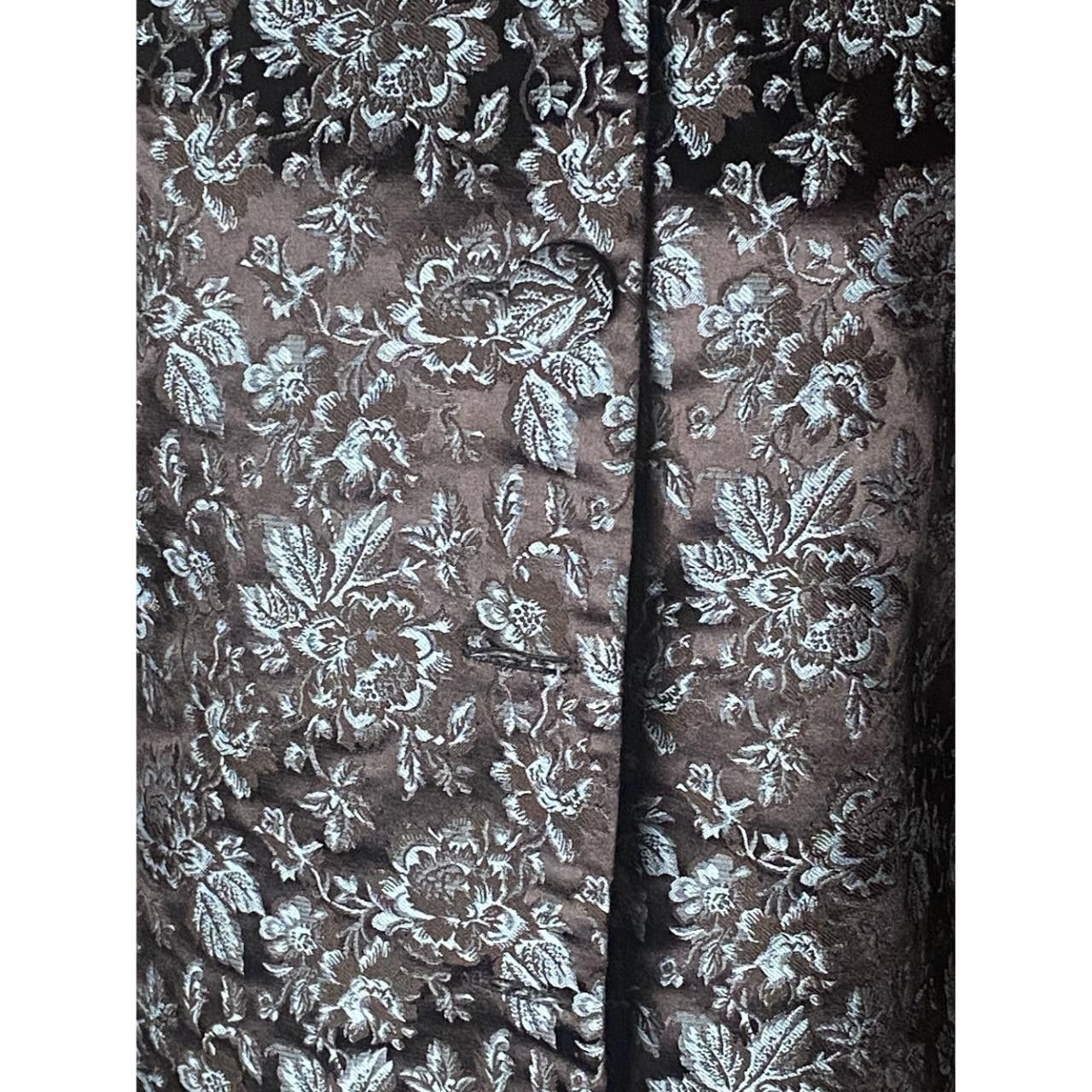 Designer Michelle Decourcy Floral Brocade Jacket M Black & Silver Size M / US 6-8 / IT 42-44 - 3 Thumbnail