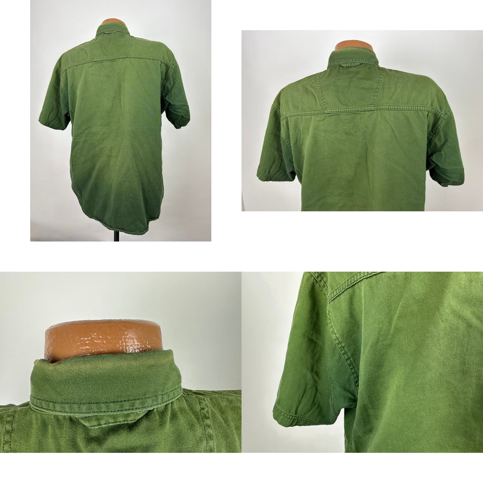 Olive VINTAGE Police Shirt Sheriff Badge Button-Down Olive Green M Men Cotton Twill Embroidered 90s Sheriff Department Flag Accent, US Styling Size US M / EU 48-50 / 2 - 8 Thumbnail
