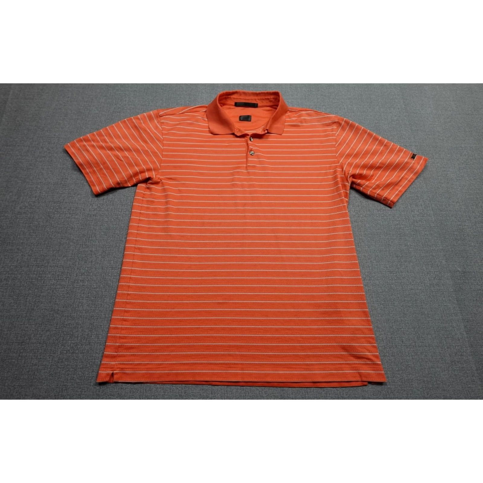 Nike Vintage Nike Tiger Wood Collection Polo Mens Large Orange Striped Knit Cotton Golf Shirt Size US L / EU 52-54 / 3 - 3 Thumbnail